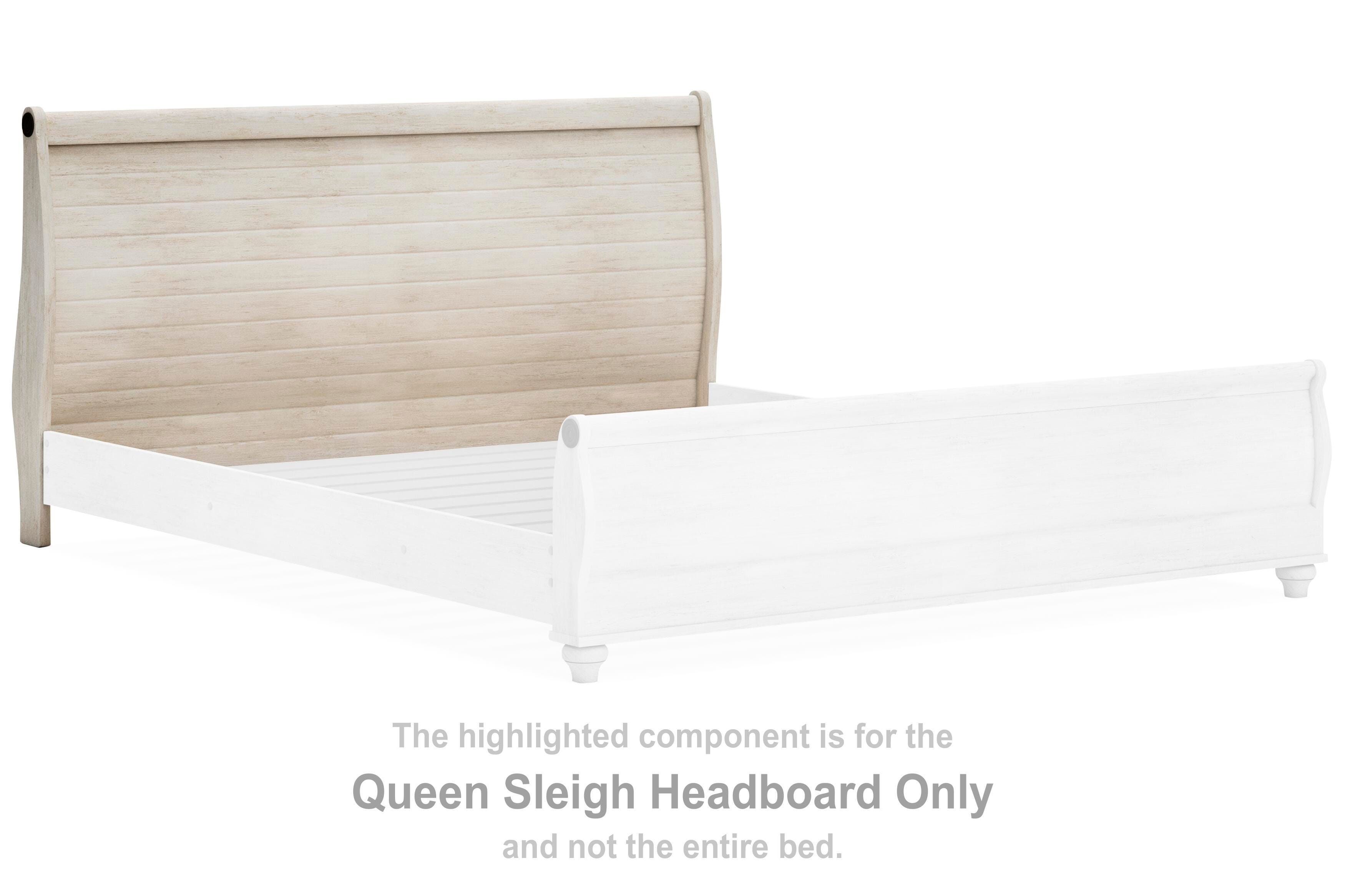 Willowton – Queen Sleigh Headboard with Faux Plank Design – Whitewash