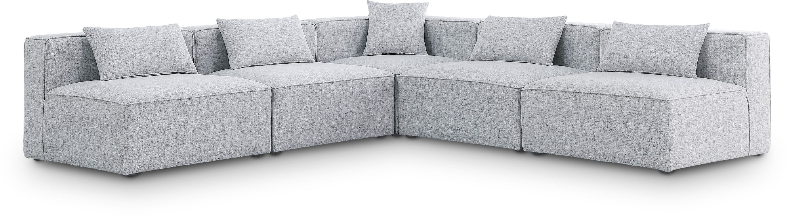 Cube - Linen 5 Piece Modular Corner Armless Sectional - Gray