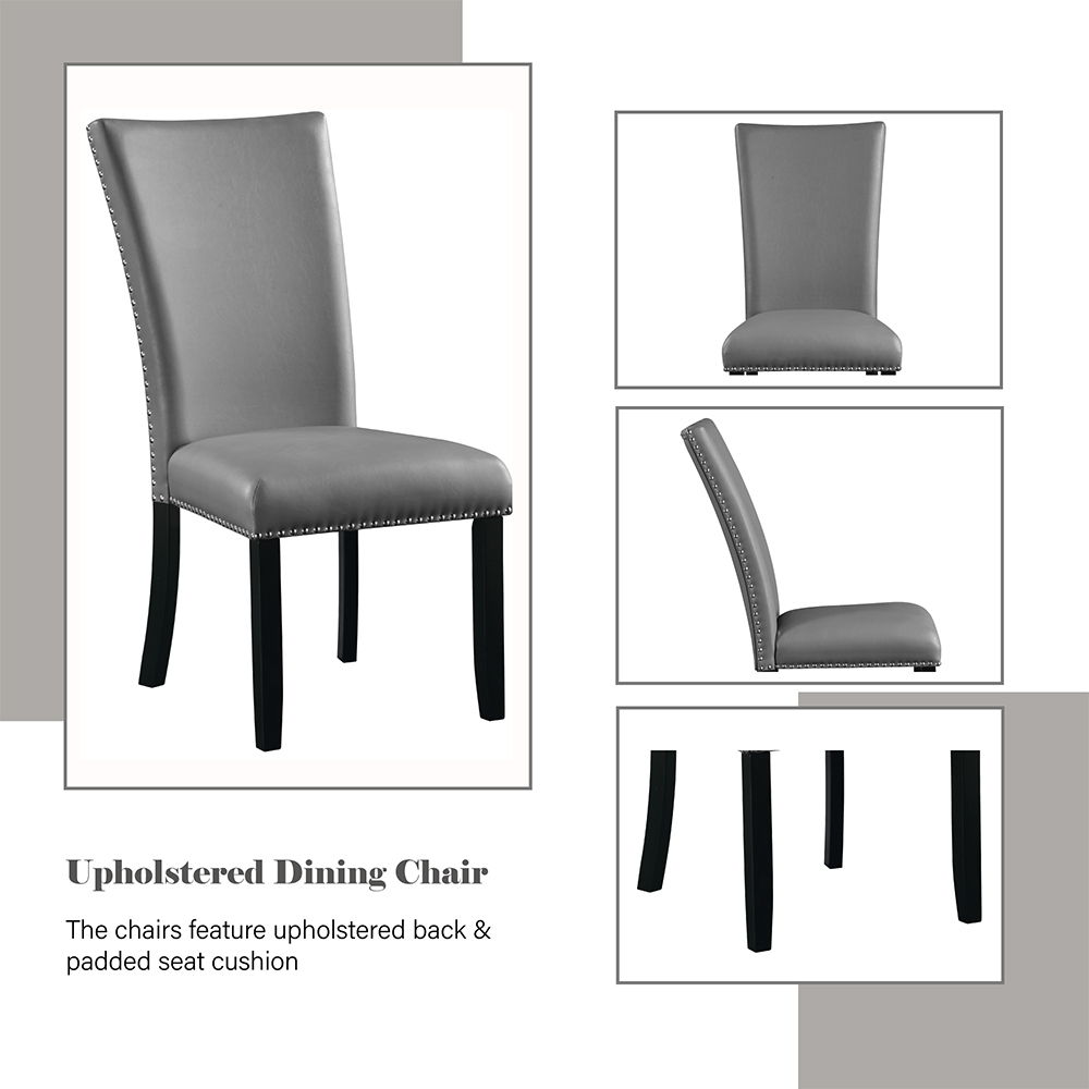 Caralin - Side Chair (Set of 2) - Gray Synthetic Leather & Black, gray, view 6