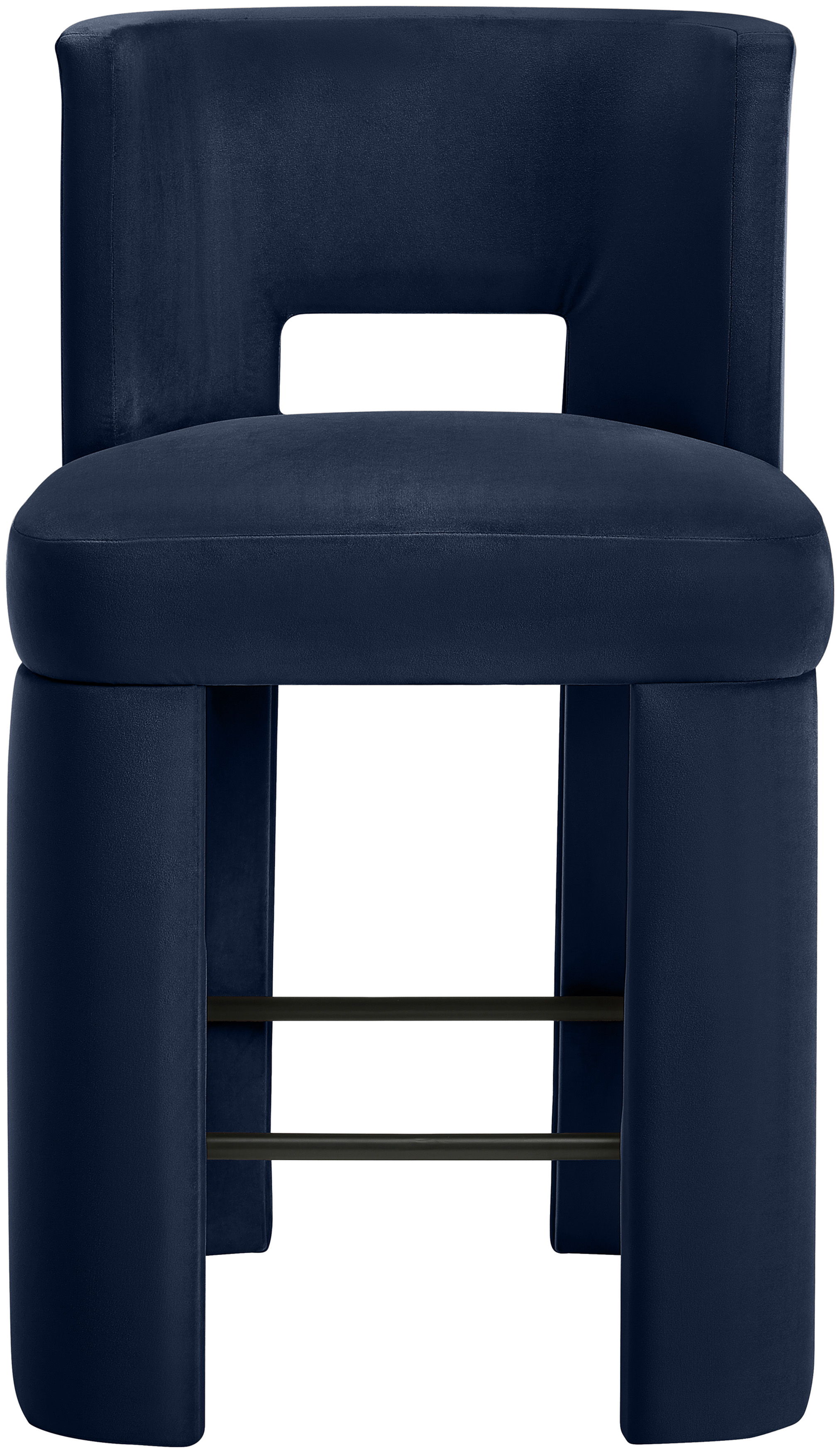 Zuno - Velvet Performance Fabric Upholstered Counter Stool (Set of 2) - Navy
