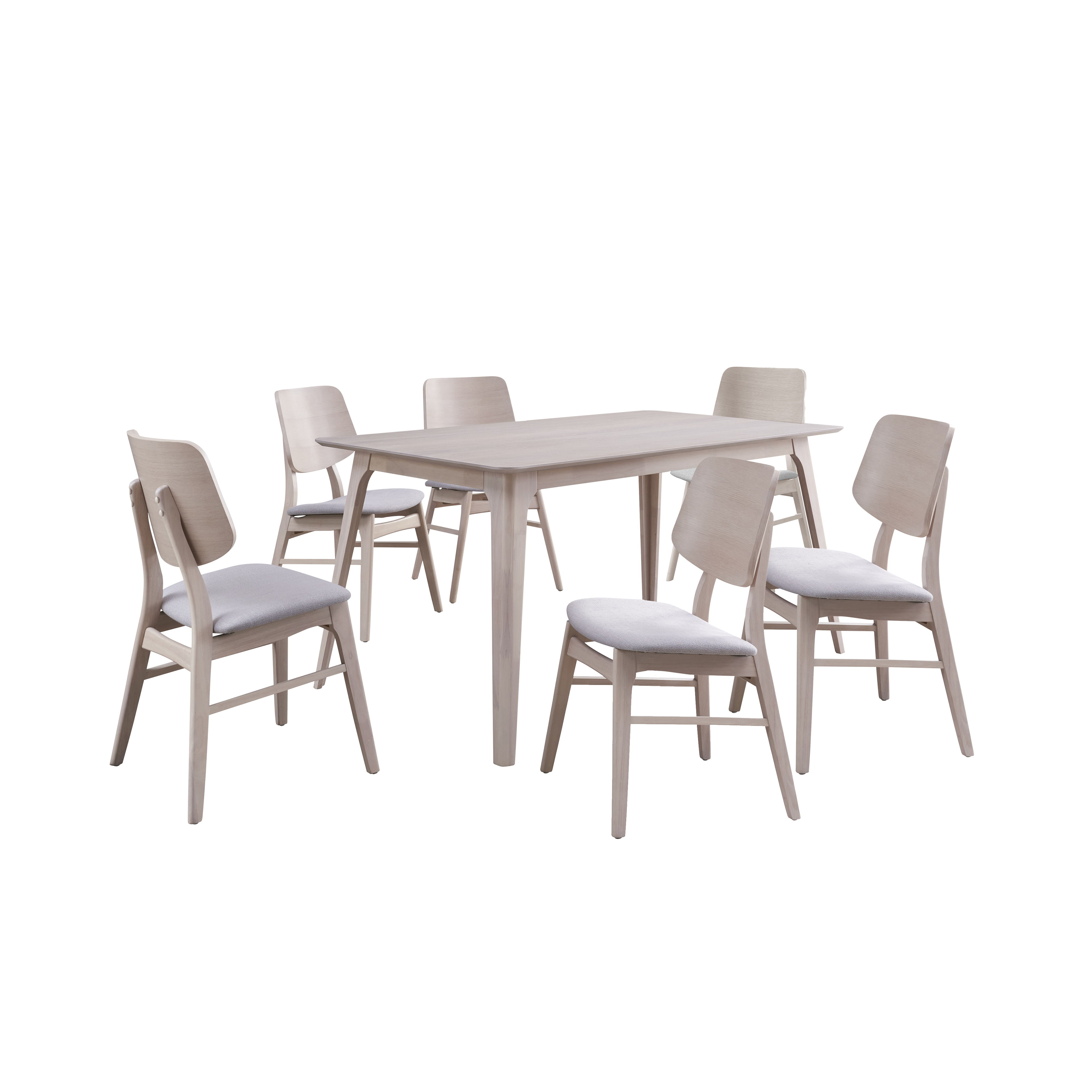 Oscar - Rectangle Table & 6 Chairs - White Ash