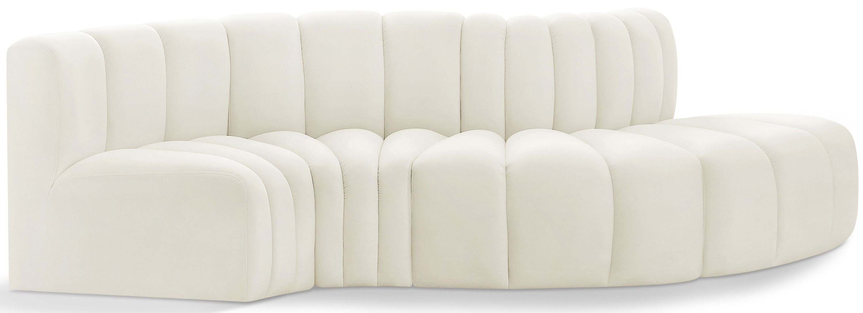Arc - Velvet 4 Piece L-Shaped Modular Sofa - Cream