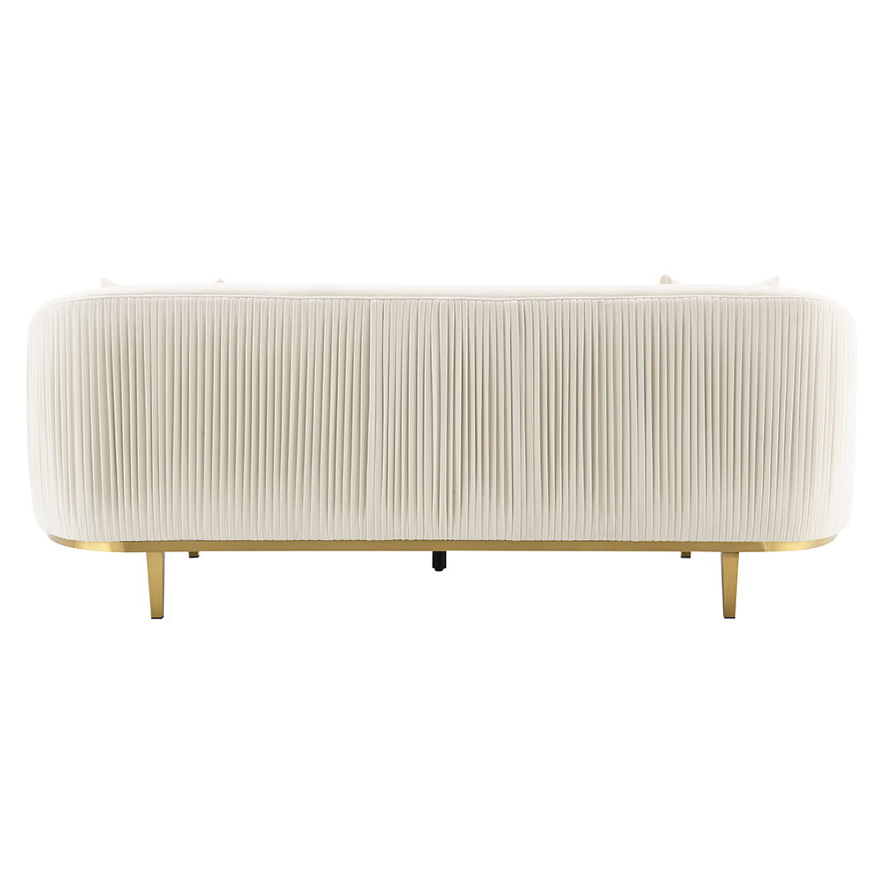 Martina - Sofa With 2 Pillows - Ivory Velvet, beige, view 3