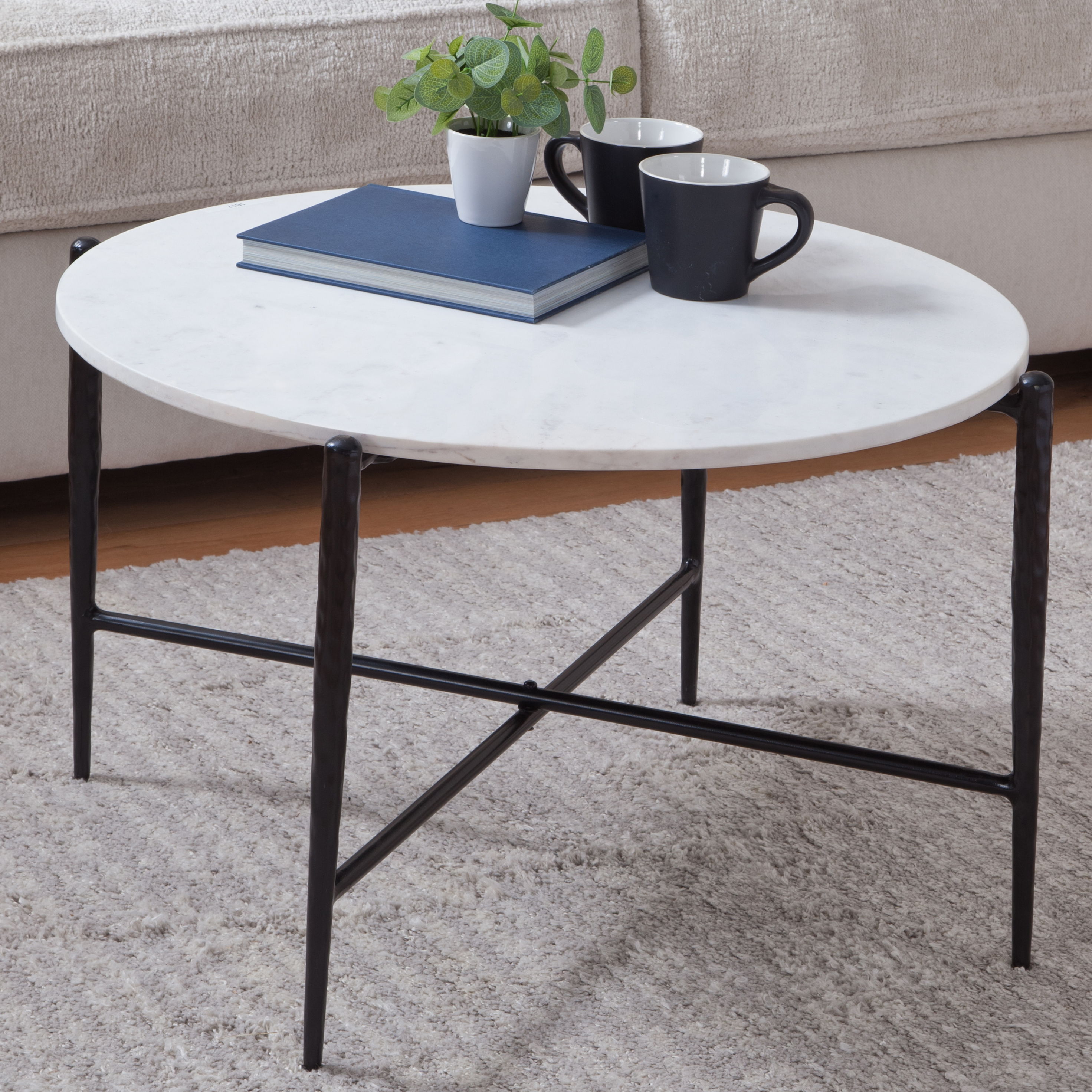 Loxie - Marble Top Round Cocktail Table - White
