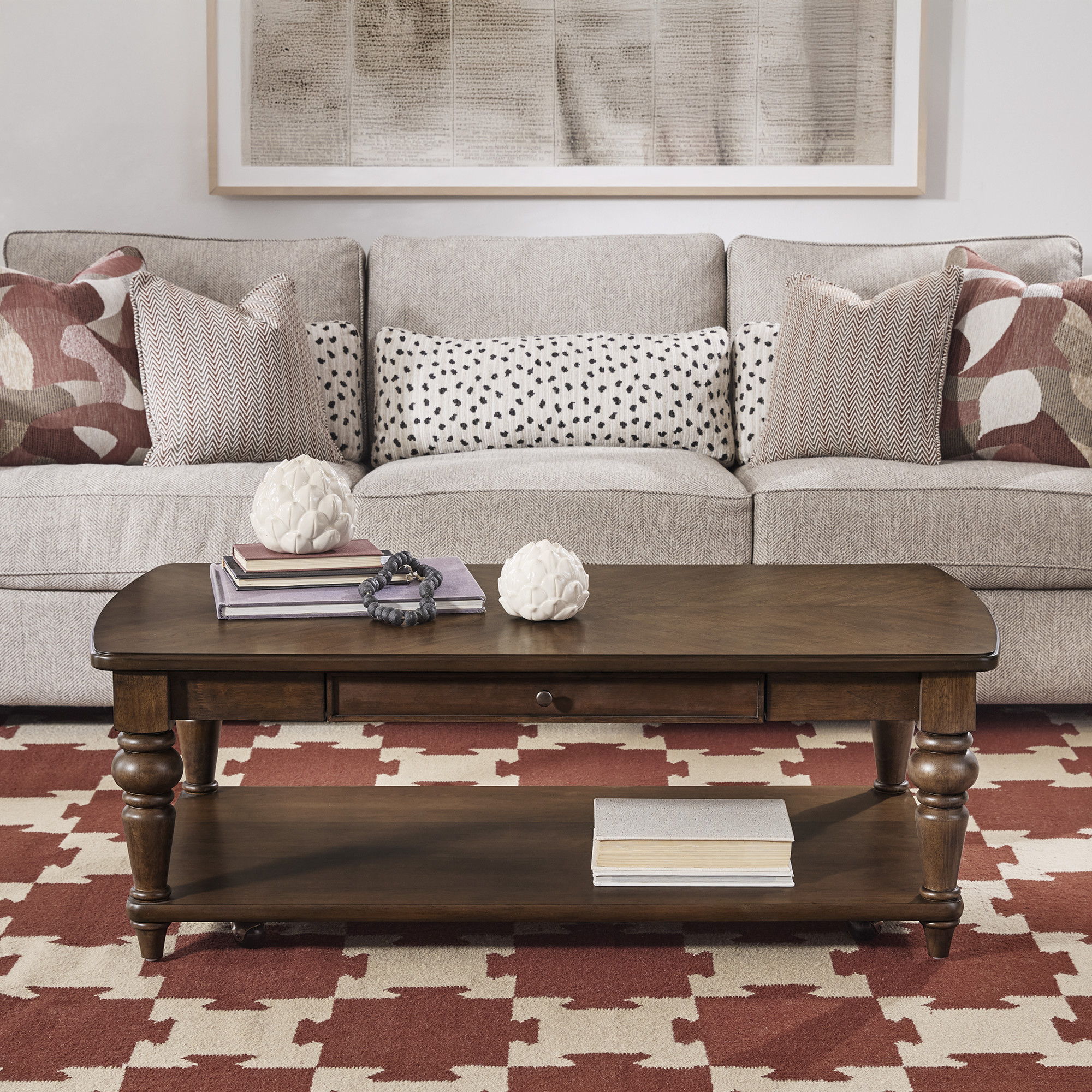 Bellevue - Rectangular Coffee Table With Casters, dark brown, view 6