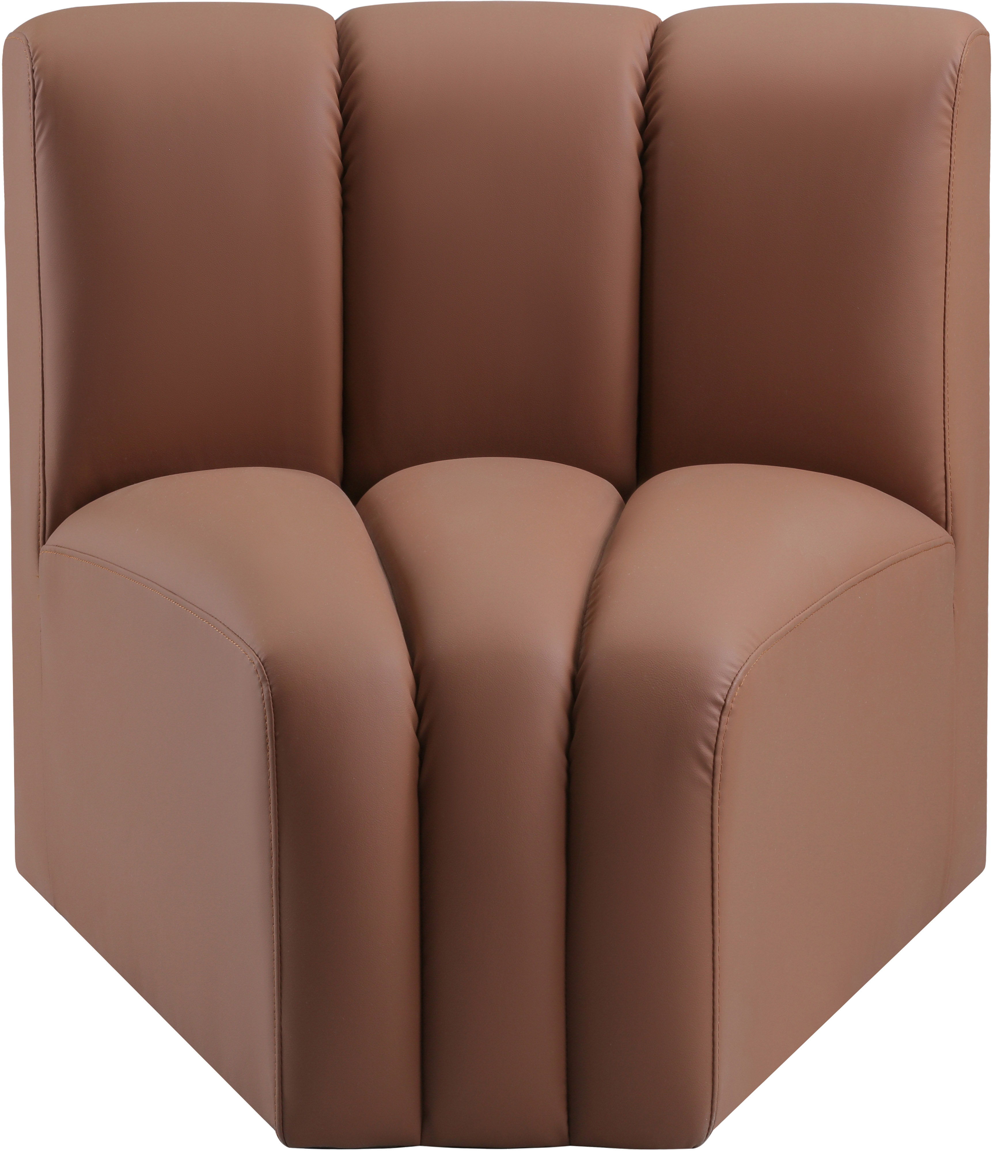 Arc - Faux Leather Curved Corner Chair - Cognac