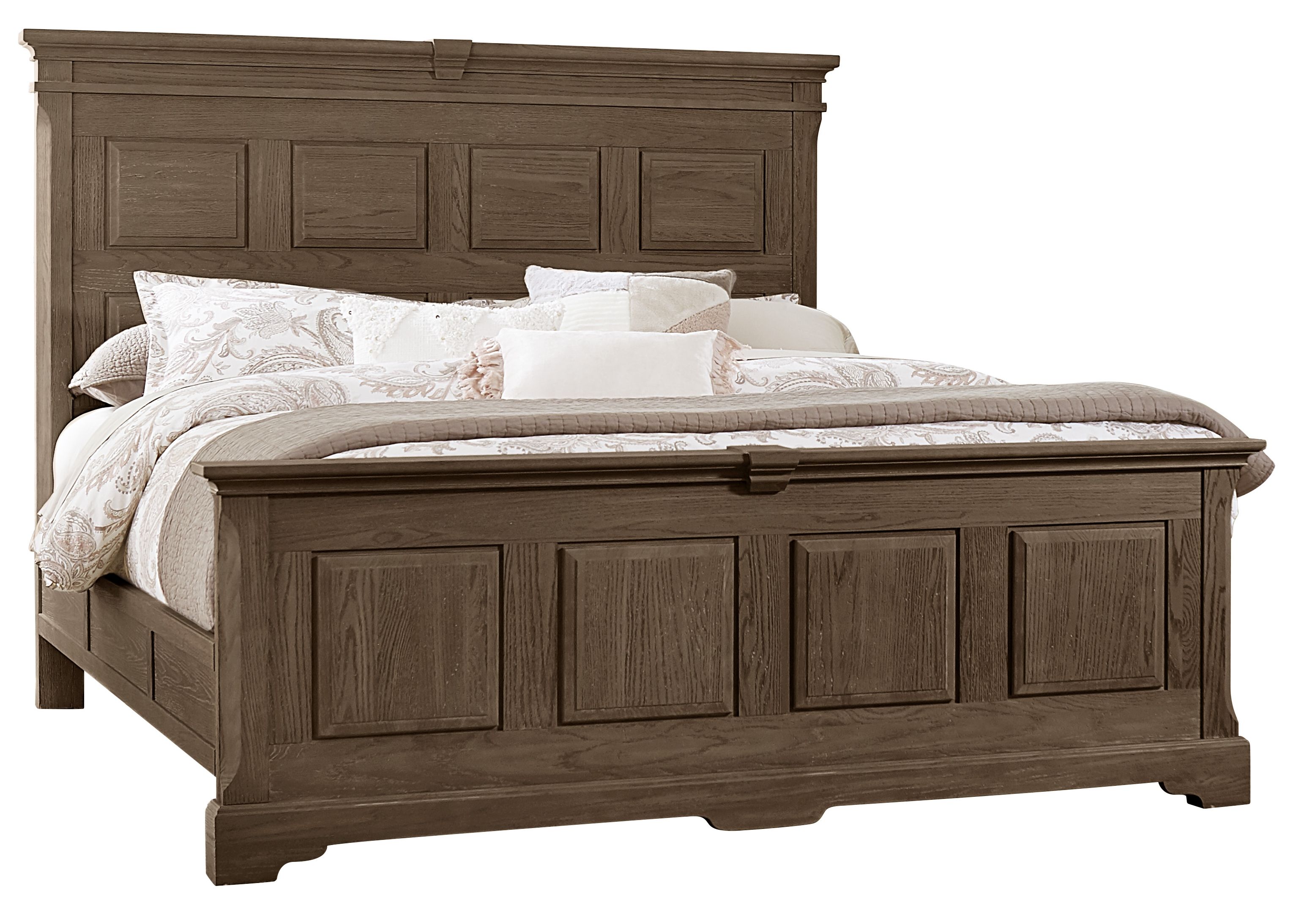 Vaughan-Bassett Heritage - Queen Mansion Bed With Decorative Rails - Cobblestone Oak