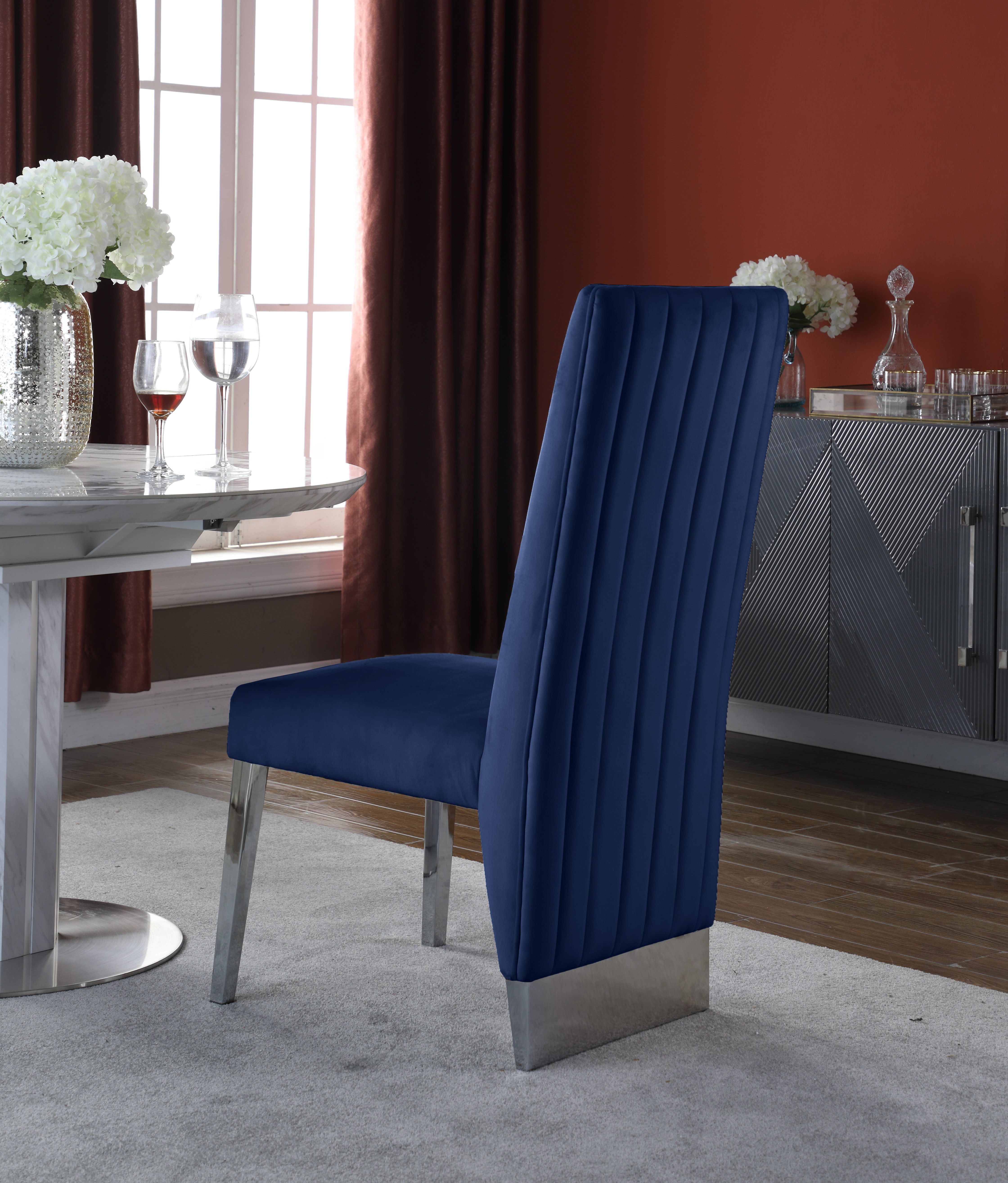 Porsha - Fabric Dining Chair (Set of 2) - Navy
