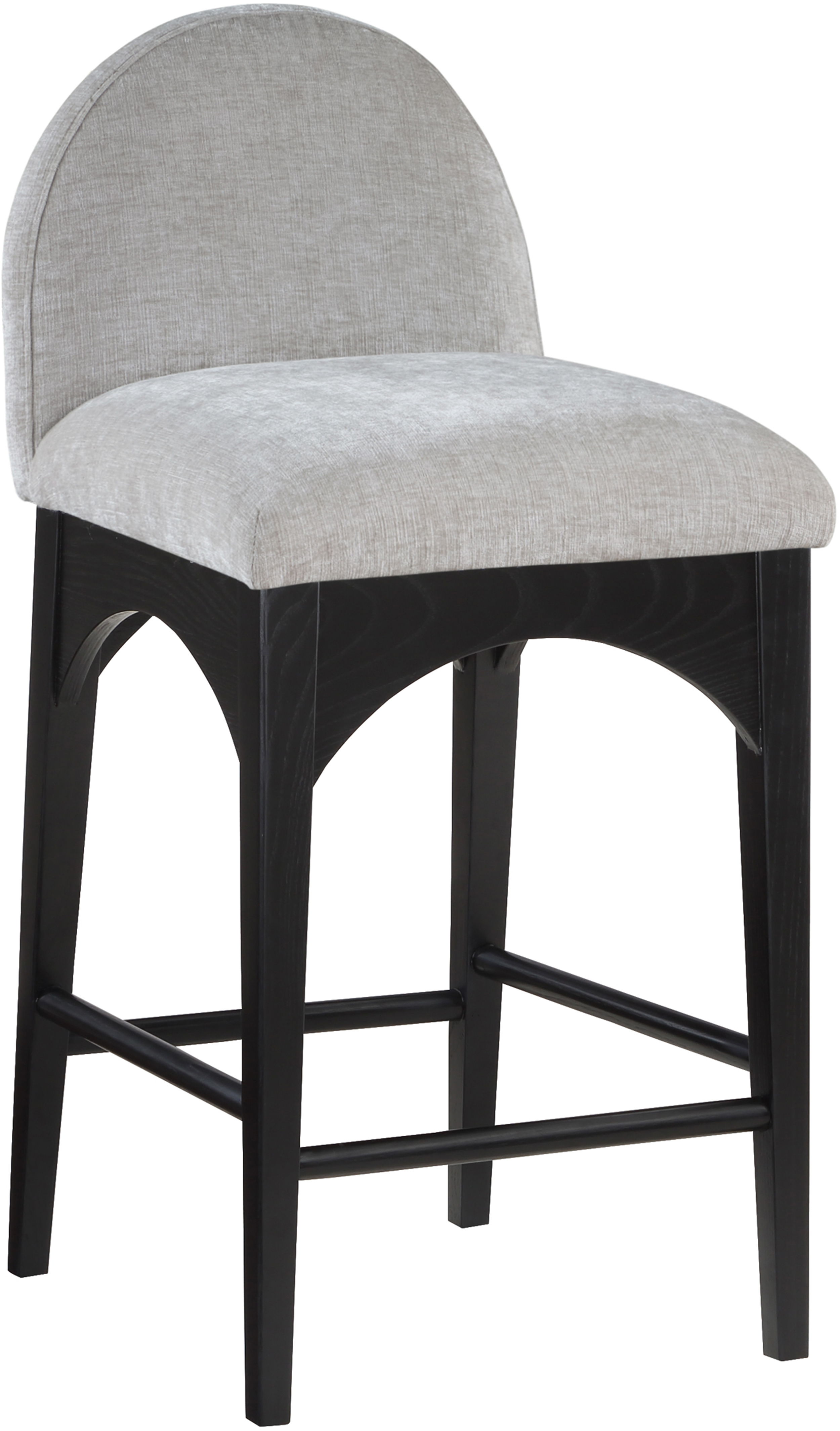 Waldorf - Chenille Stool With Black Legs - Gray