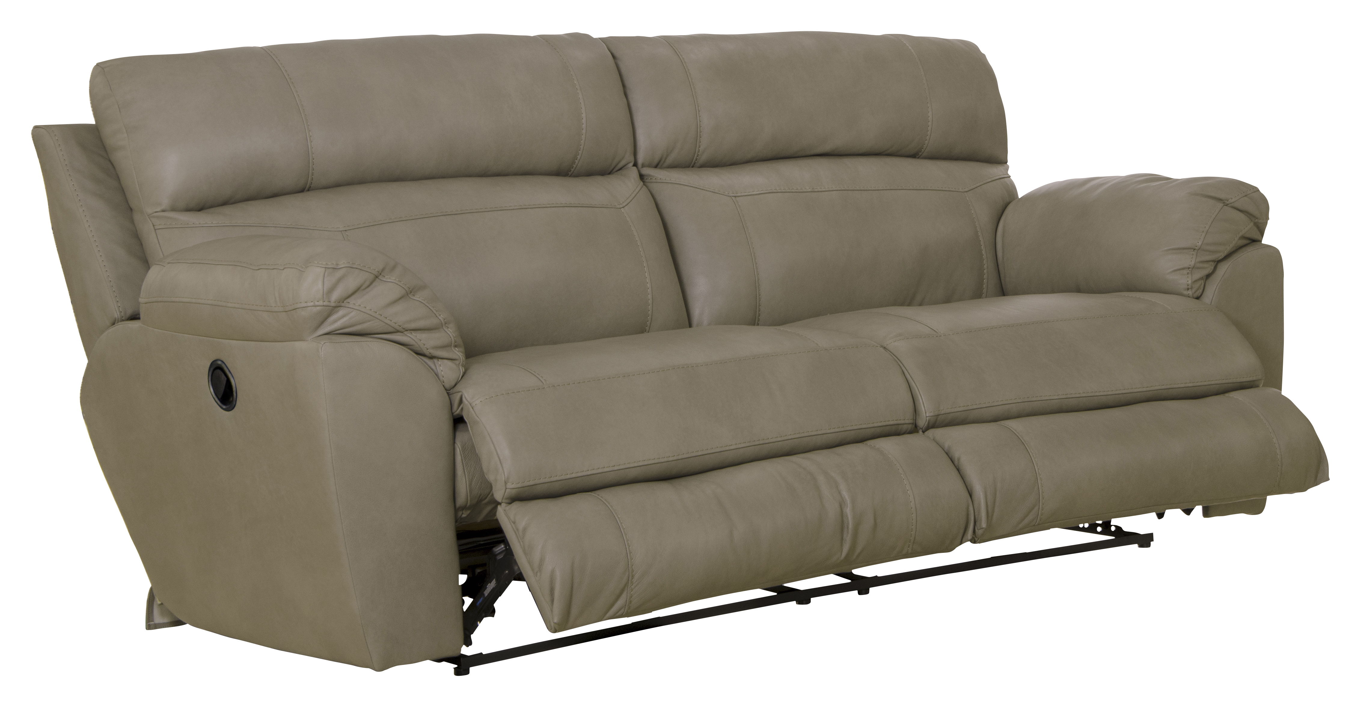 Costa - Top Grain Italian Leather Lay Flat Reclining Sofa - Putty