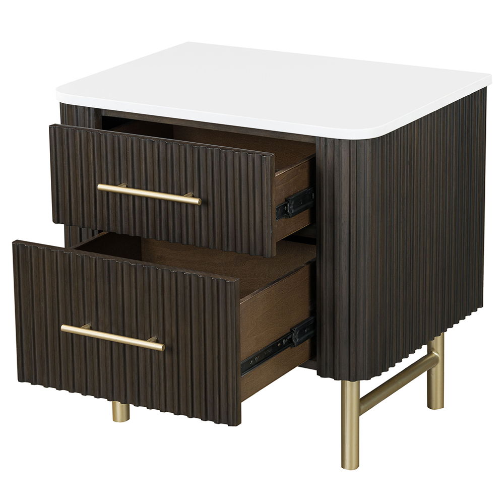 Clayten - Nightstand - Marble Top & Espresso, dark brown, view 5