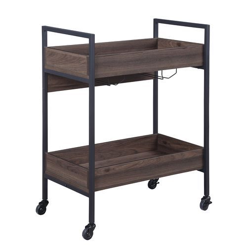 Jerrick - Serving Cart - Walnut & Black, dark brown, view 4