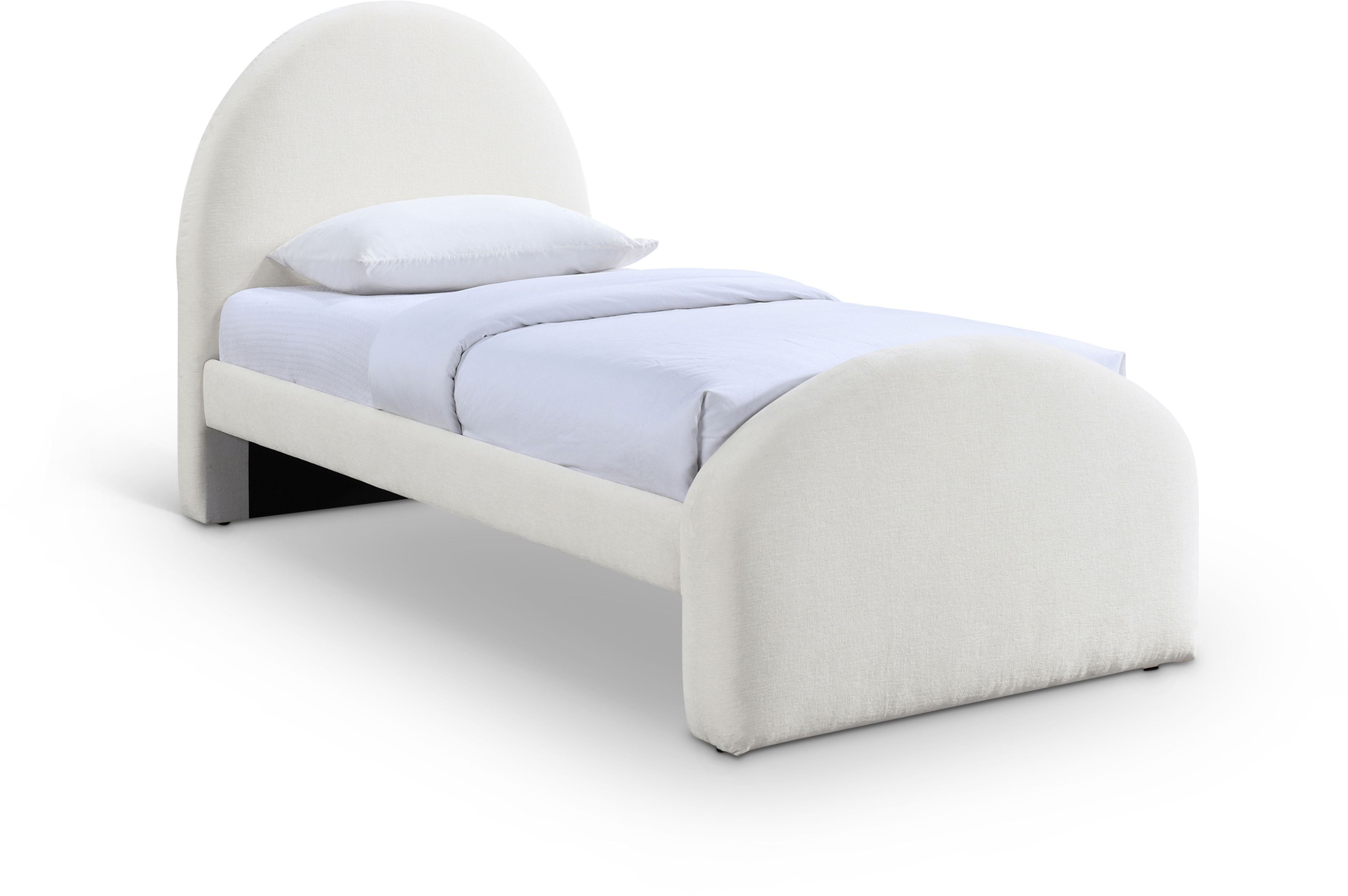 Andaz - Chenille Fabric Upholstered Twin Bed - Cream