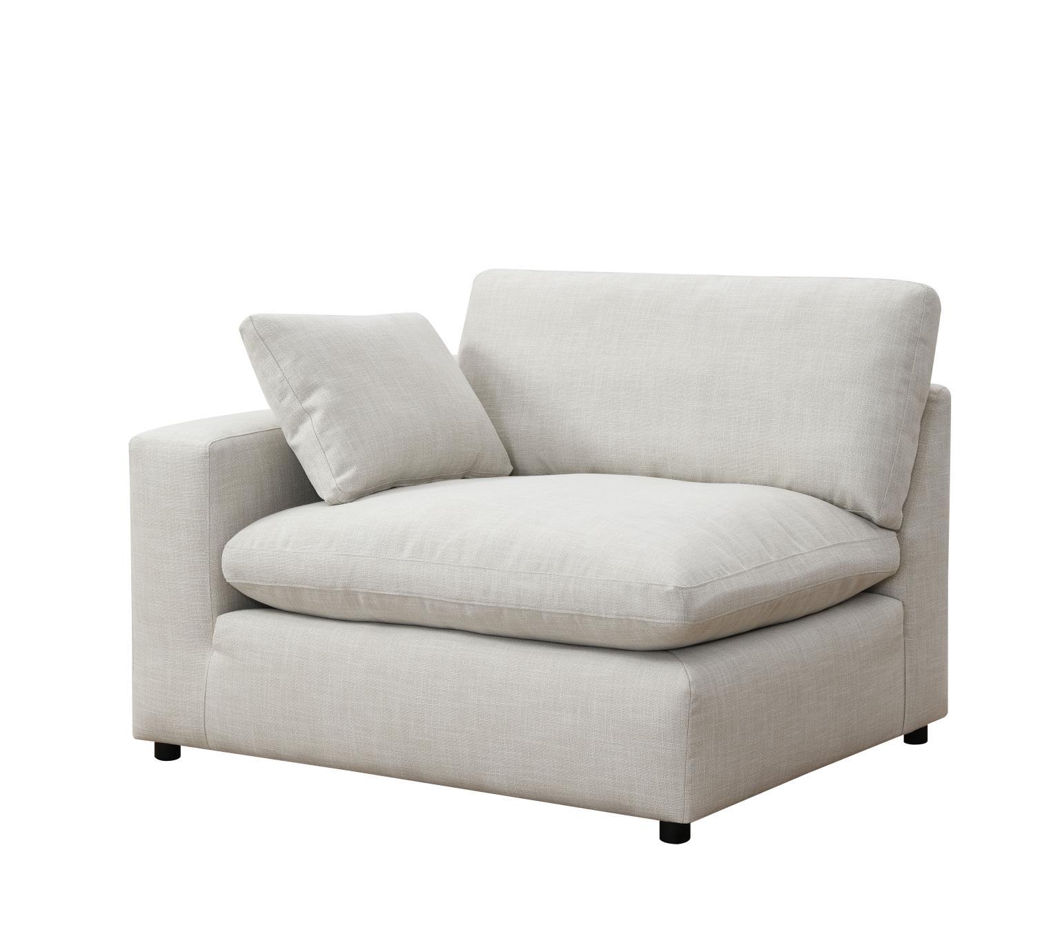 U246 - Linen Left Chair With USB-C Charger - White