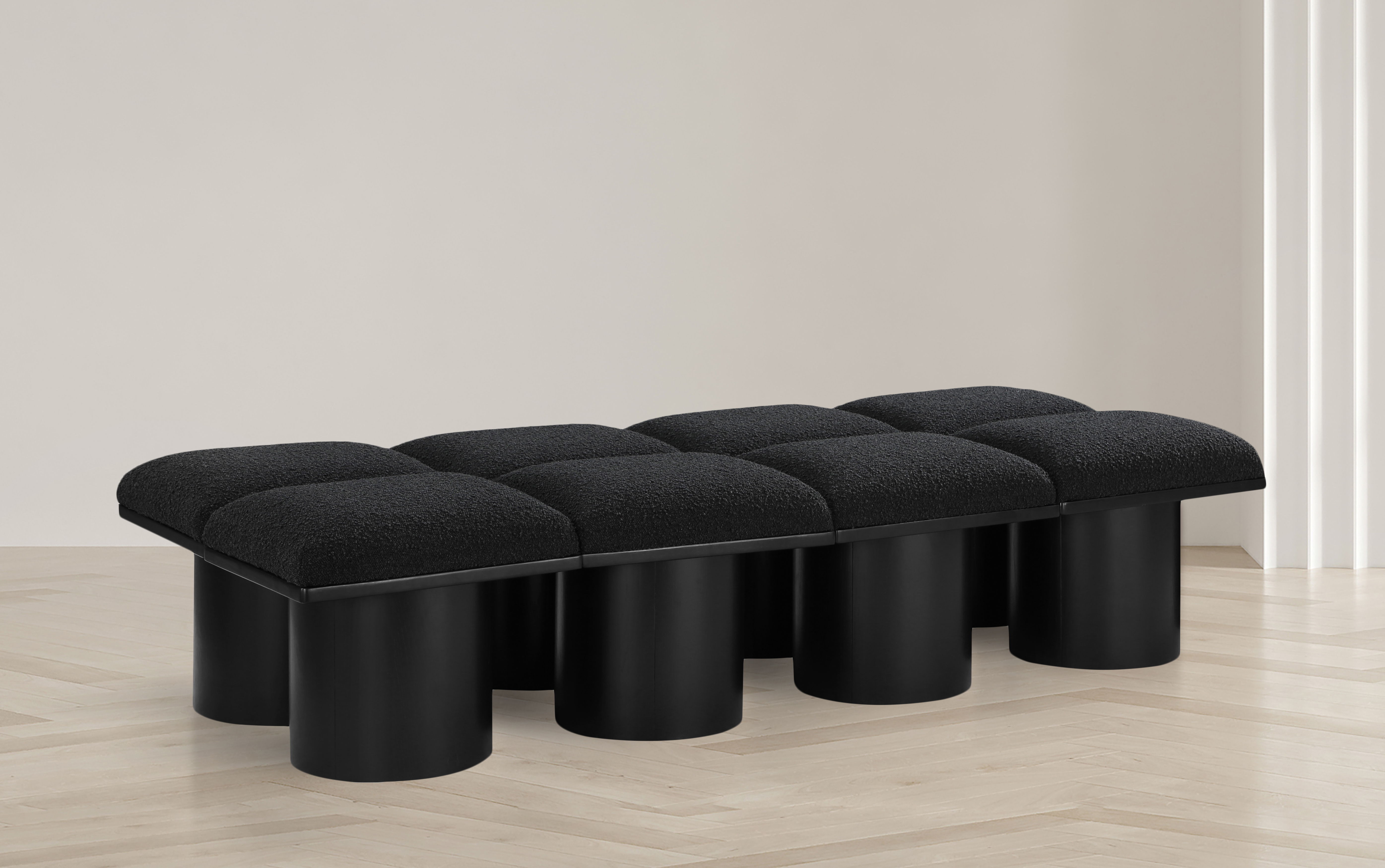 Pavilion - 72" 8 Piece Modular Bench With Black Base - Black
