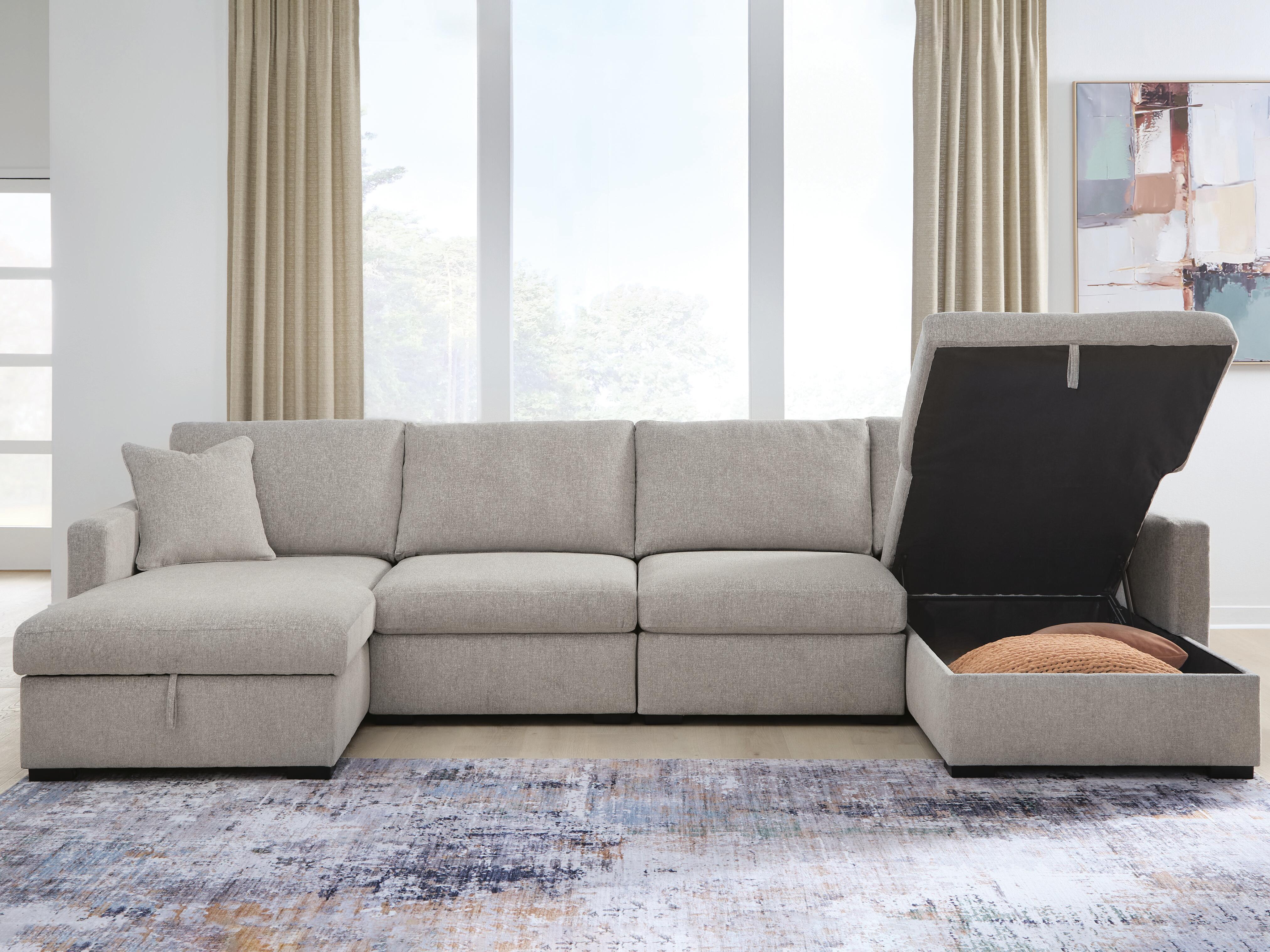 Ashley Furniture ModMax Luxe - 4-Piece Double Storage Chaise Sectional - Flint - Image 4