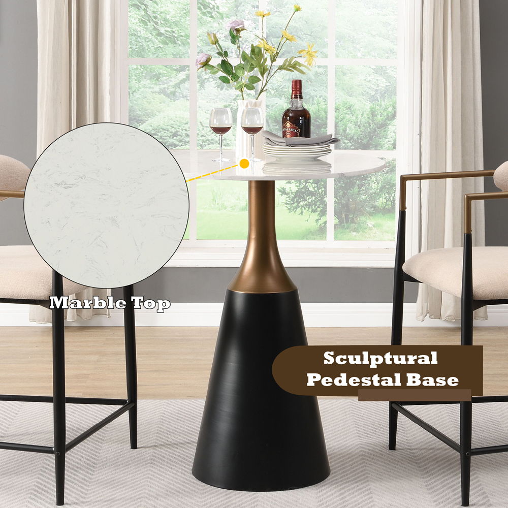 Jaramillo - Counter Height Table - Natural Marble Top & Black, black, view 6
