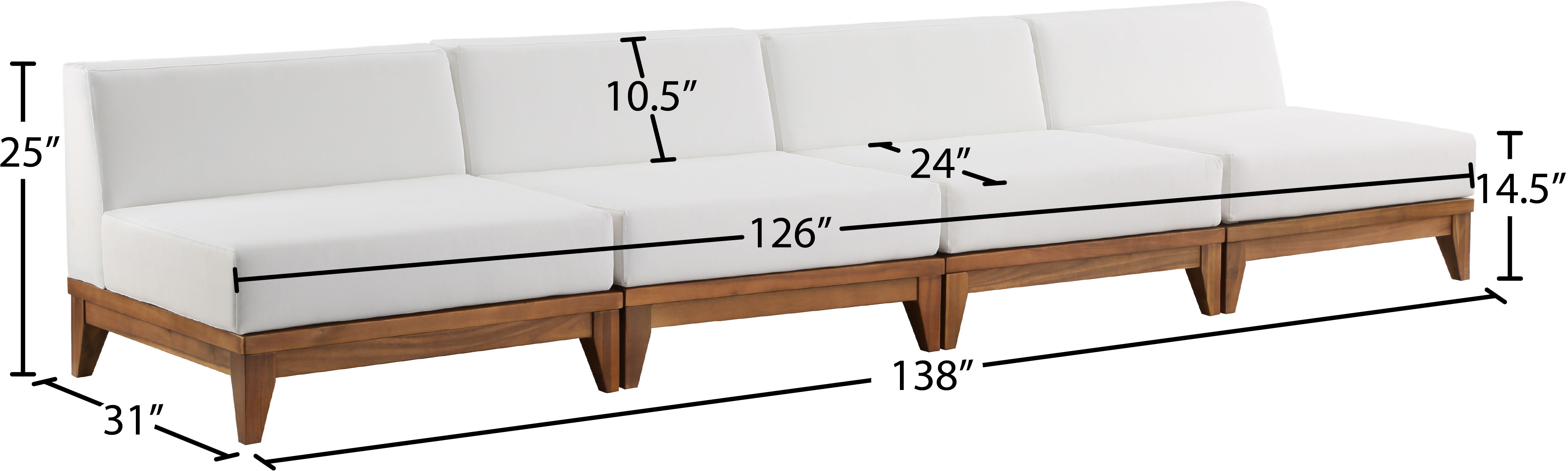 Rio - 4 Piece Modular Armless Sofa - Off White