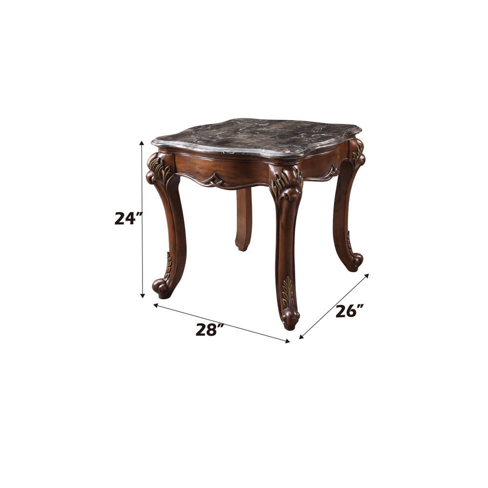 Miyeon - End Table - Marble Top & Cherry, dark brown, view 4