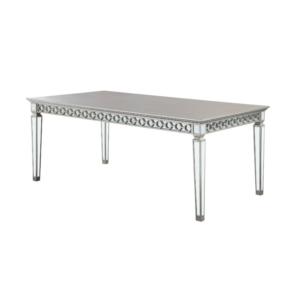 Varian - Dining Table - Mirrored & Antique Platinum, silver