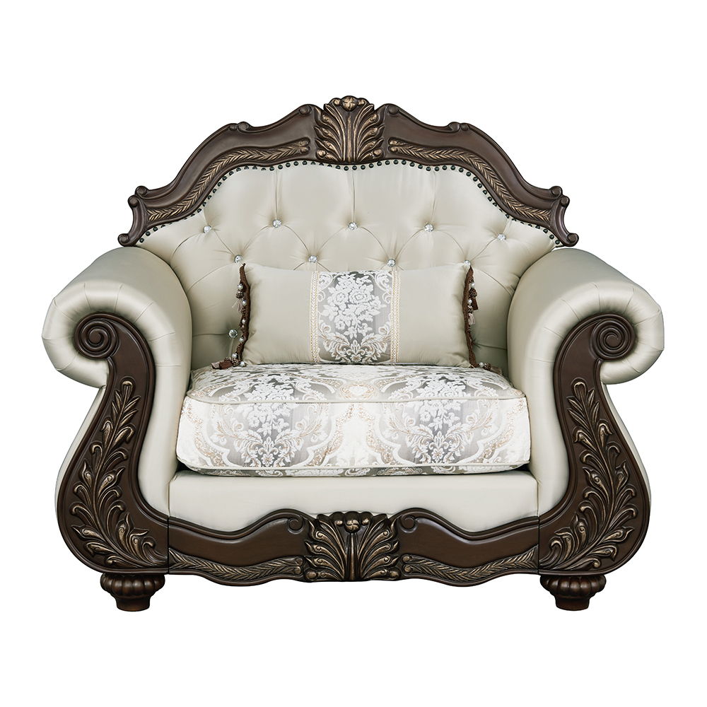Pierce - Chair With Pillow - Beige Fabric & Cherry, beige, view 2