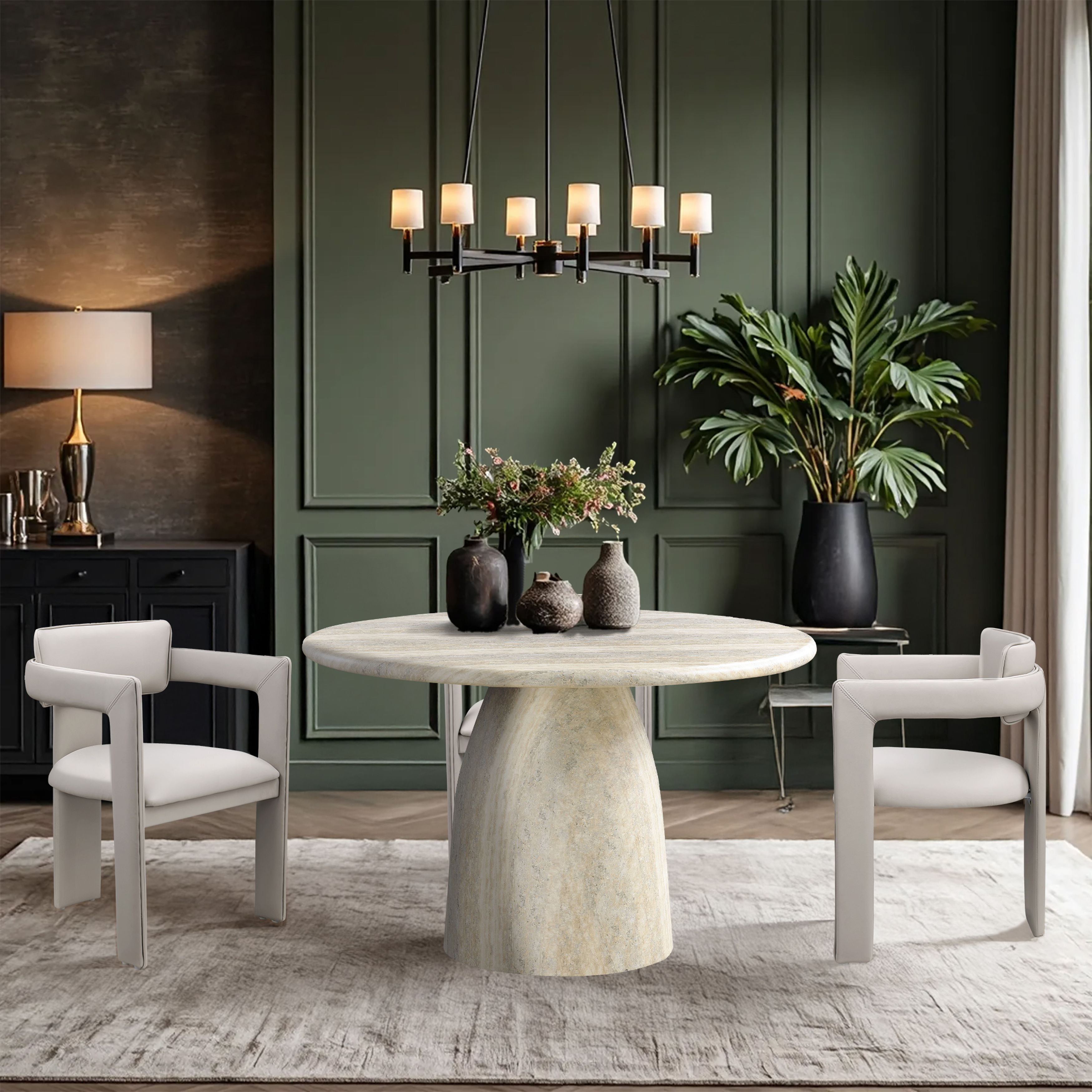 Cosenza - 48.5" Concrete Dining Table - Travertine