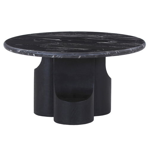 Kinton - Coffee Table With Natural Marble Top - Black, black