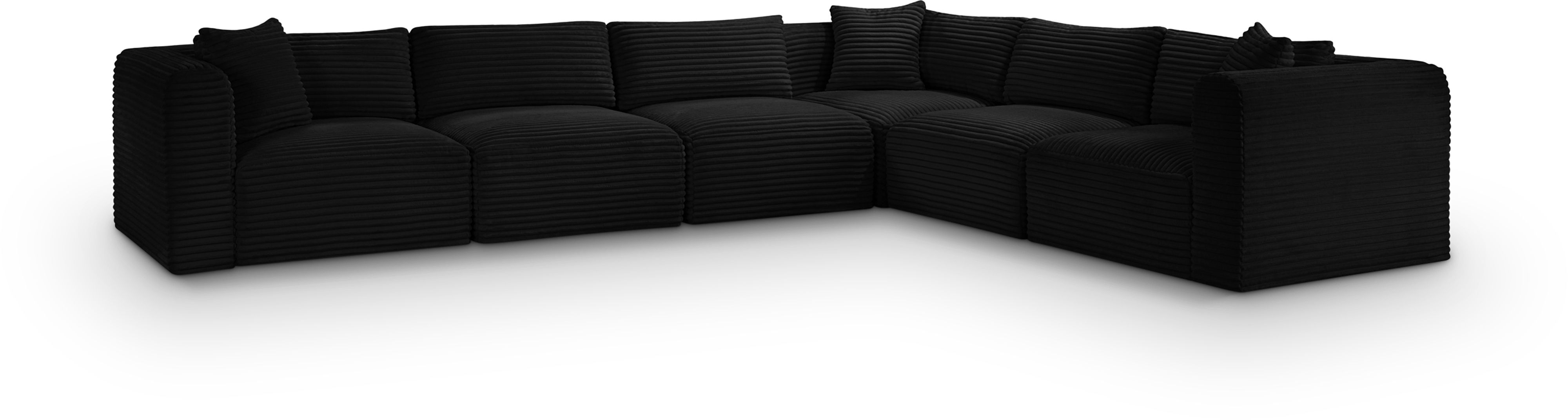 Shaggy - 6 Piece Modular Corner Sectional - Black