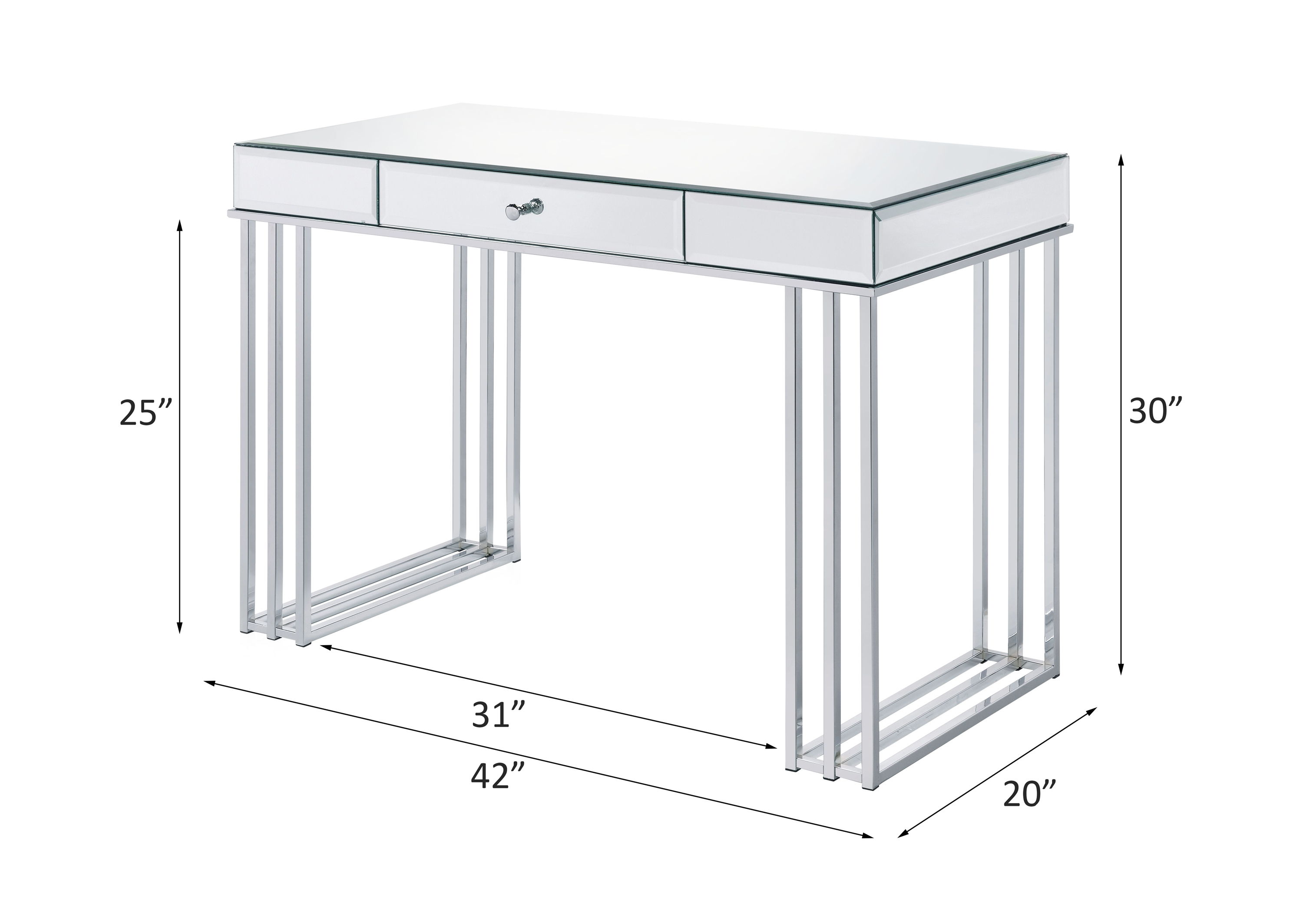 Critter - Writing Desk - Mirrored And Chrome, silver, view 5