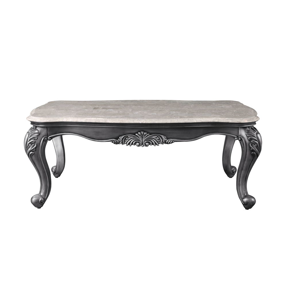 Ariadne - Coffee Table - Marble Top & Platinum, silver, view 7