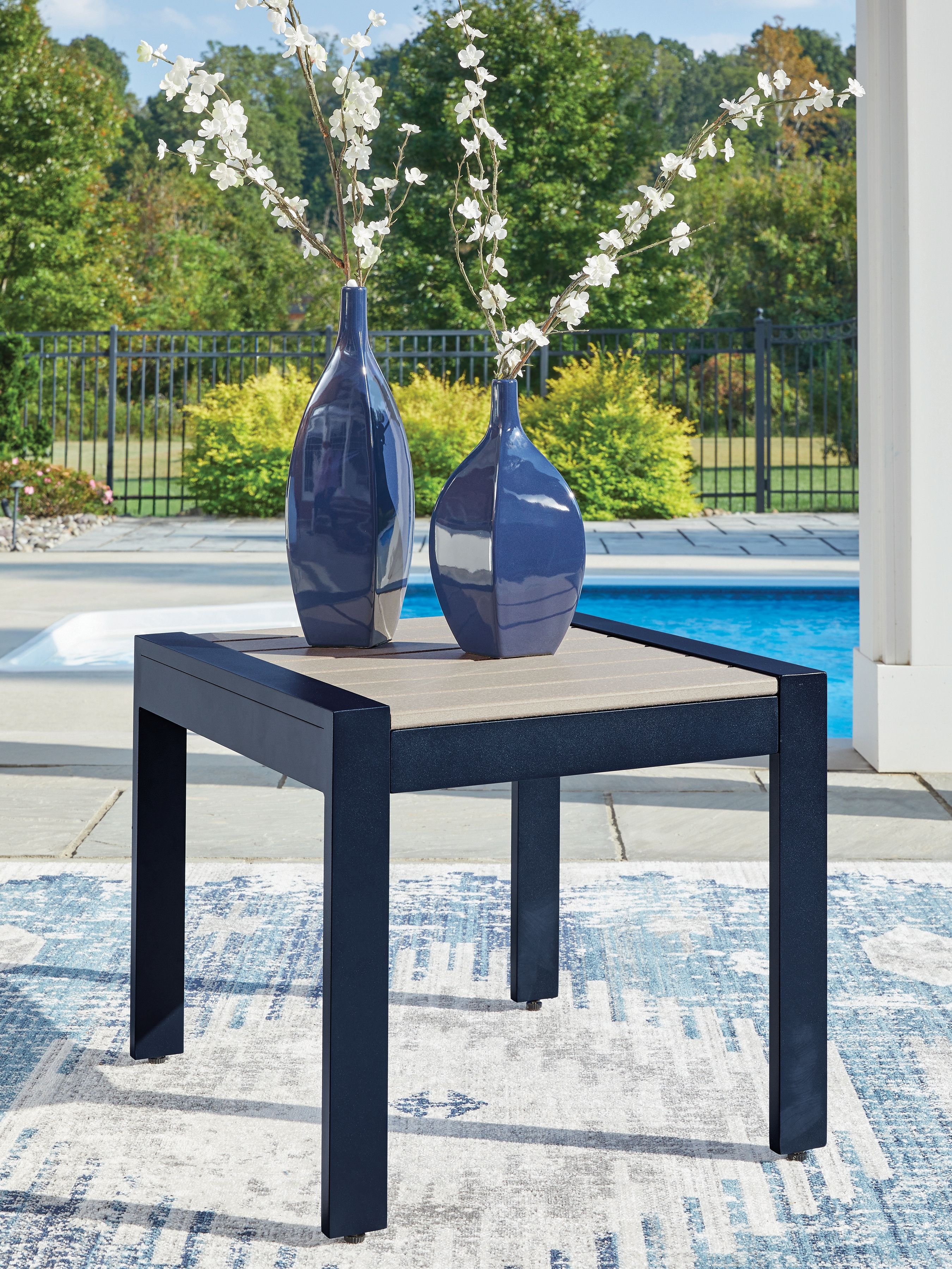East Beach - Rectangular End Table - Blue