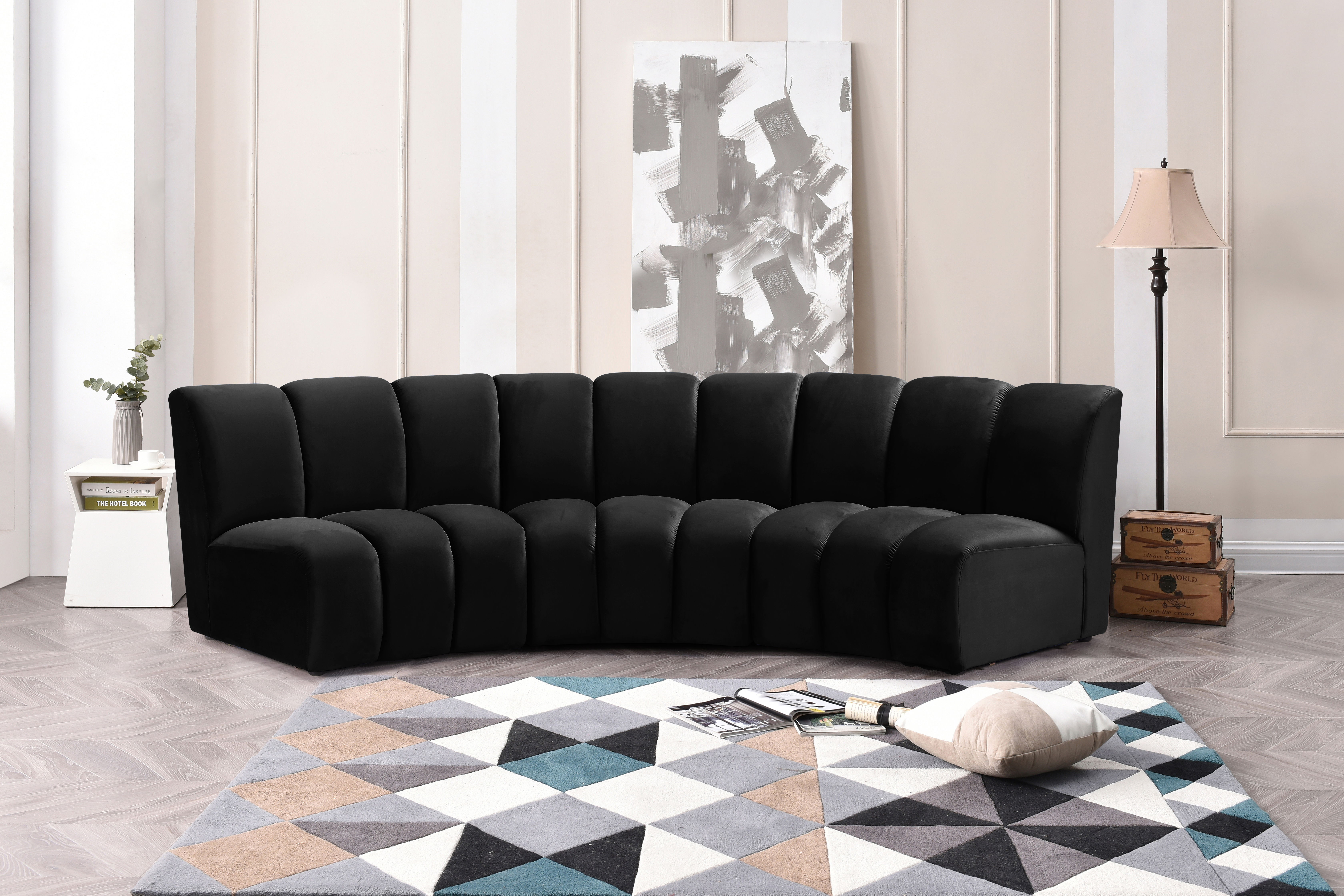 Infinity - 3 Piece Fabric Modular Sectional - Black