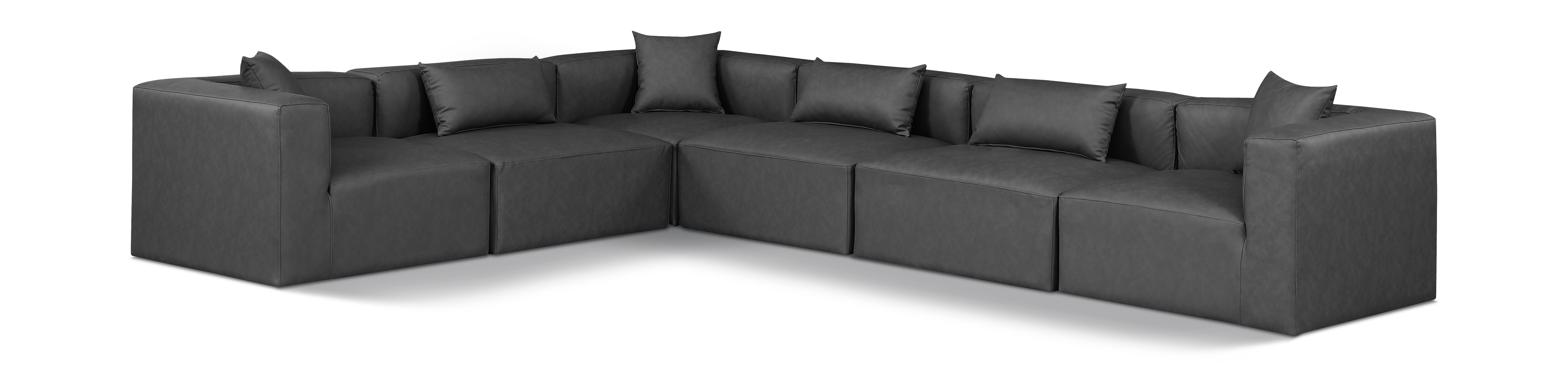 Cube - 6 Piece Modular Corner Sectional - Charcoal Gray