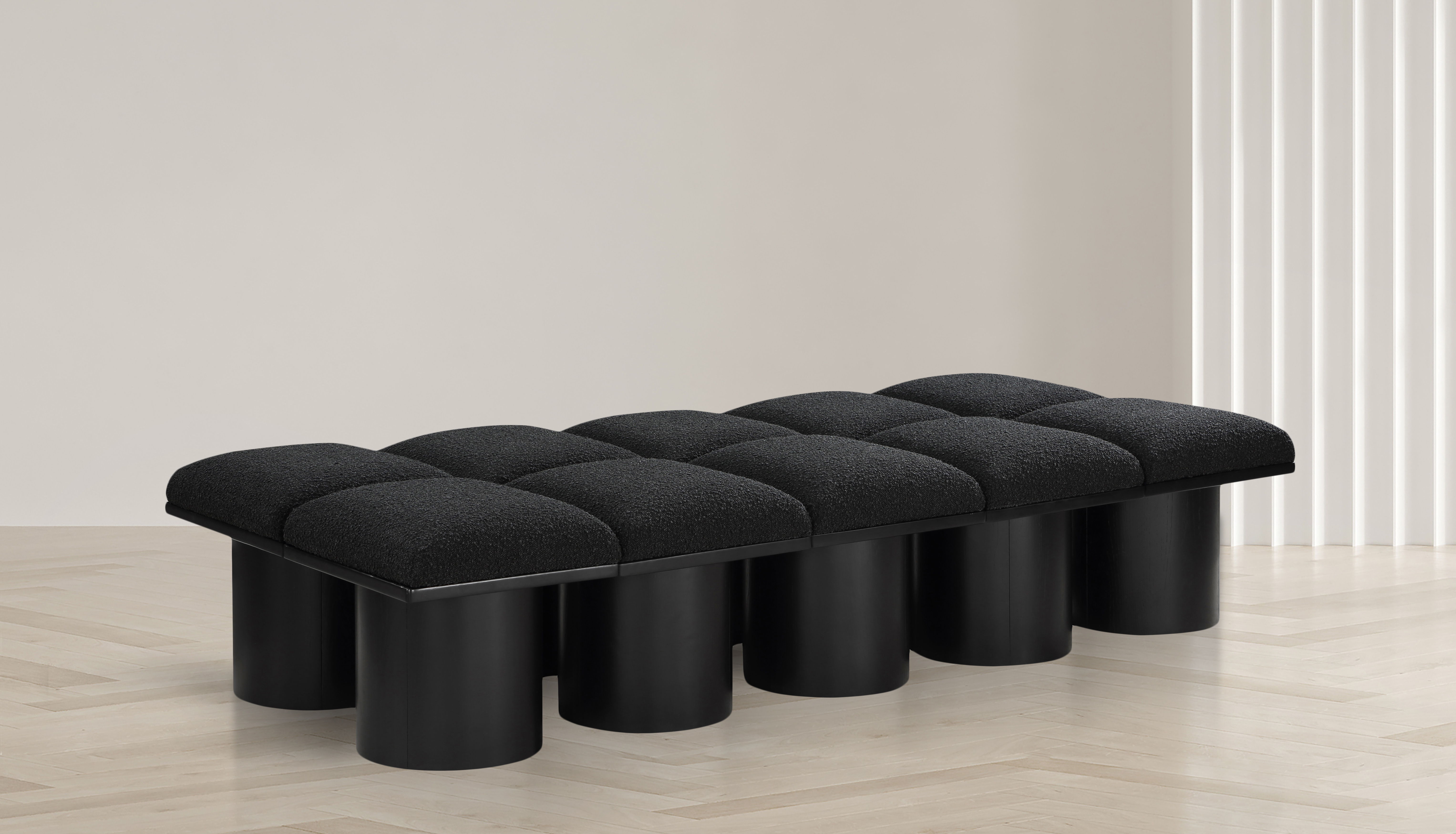 Pavilion - 77.5" 10 Piece Modular Bench With Black Base - Black