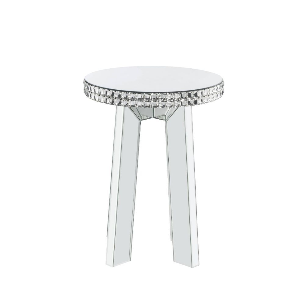 Lotus - End Table - Mirrored & Faux Ice Cube Crystals, silver, view 2