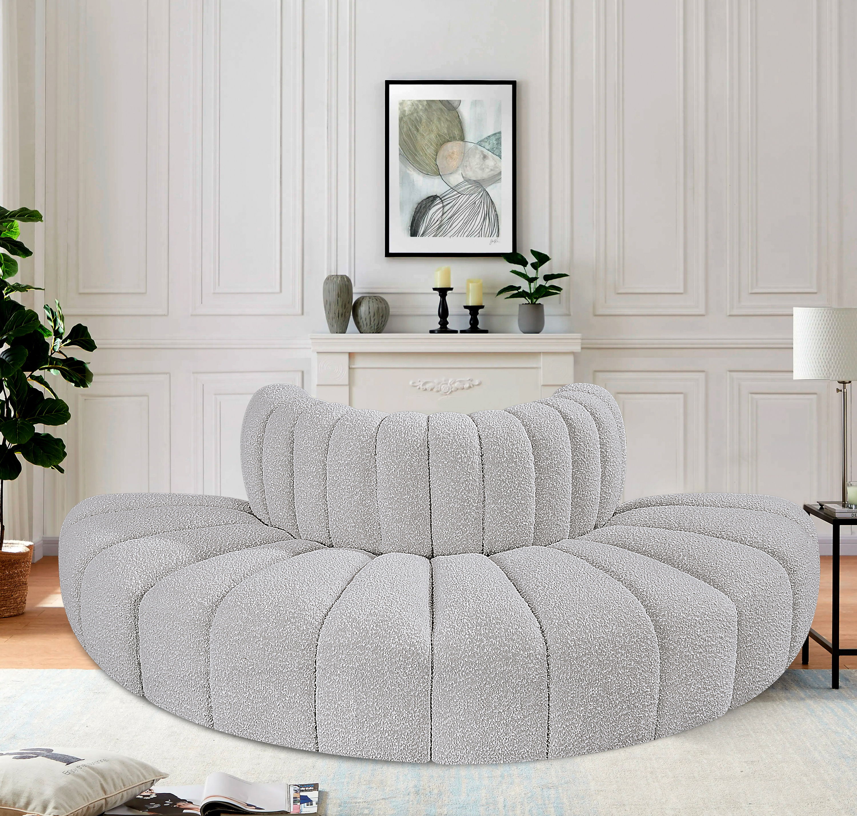 Arc - Boucle Fabric 4 Piece Modular Sofa - Gray
