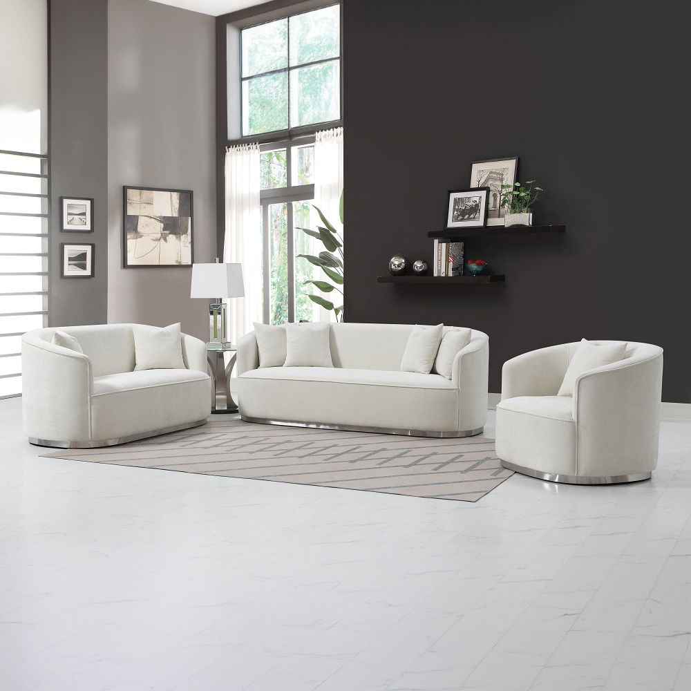 Odette - Chair With Pillow - Beige Chenille, white, view 7