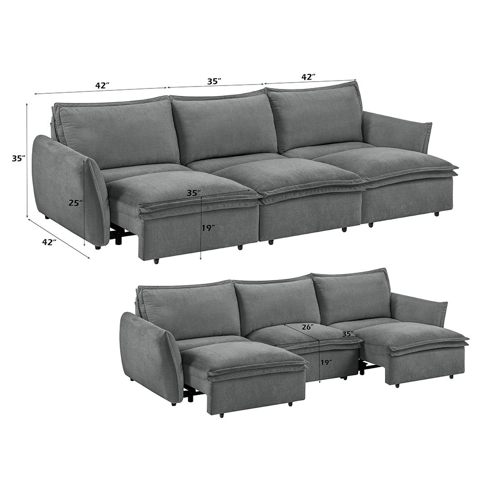 Eaden - Power Sofa With Sleeper - Gray Chenille, dark gray, view 8