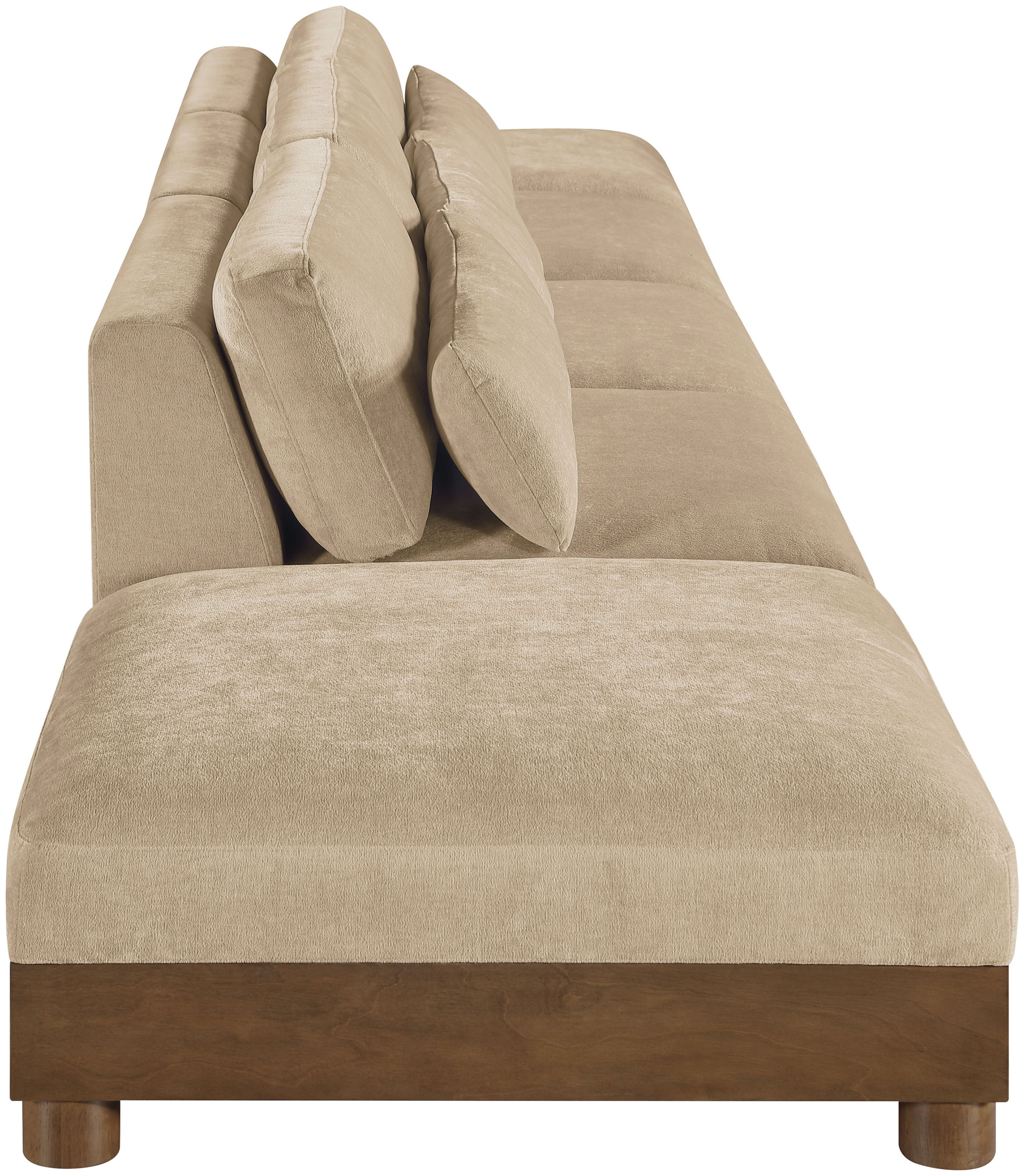 Turin - 200" Chenille Fabric Upholstered 5 Piece Modular Sofa - Beige / Brown Walnut