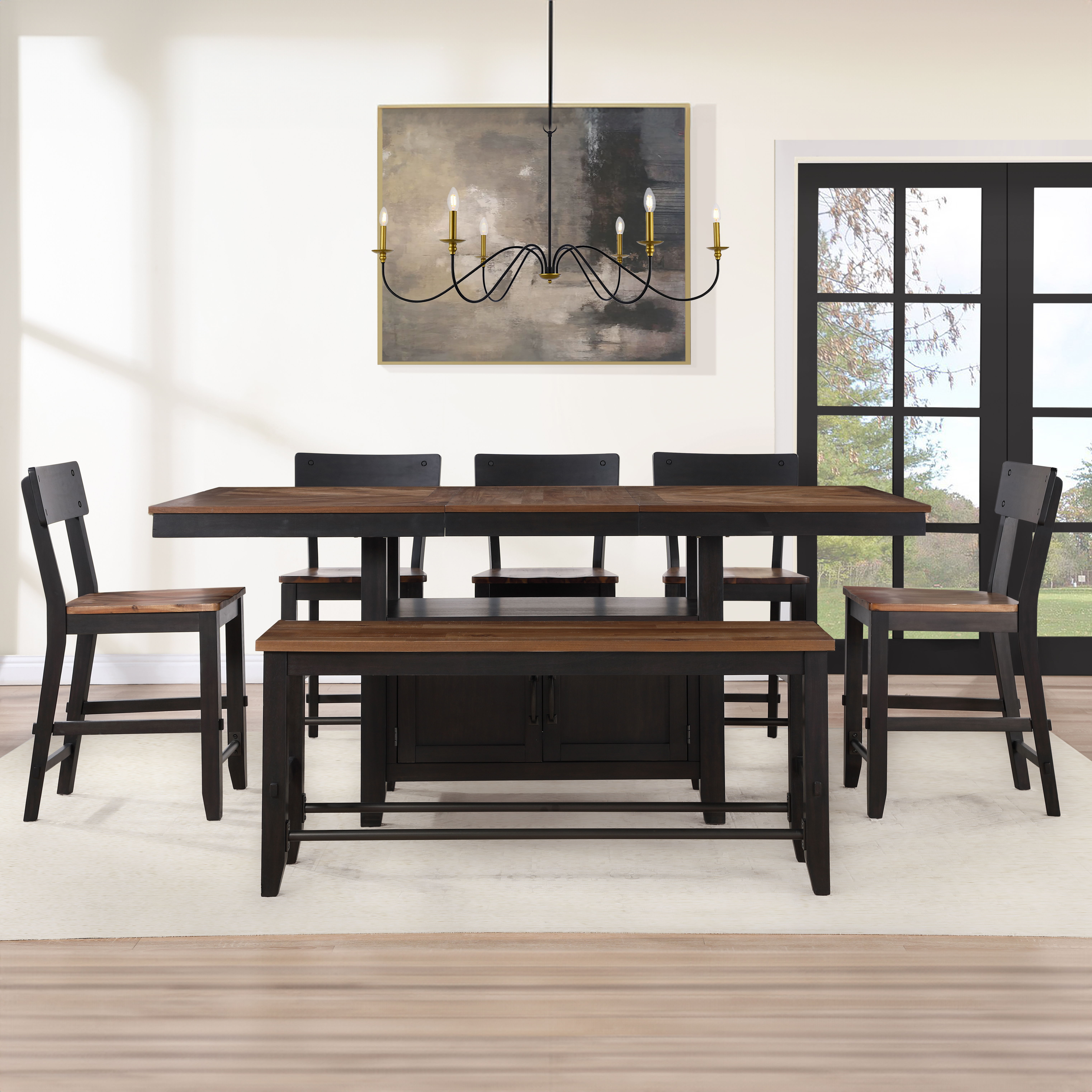 Bermuda - 6 Piece Counter Dining Set - Black