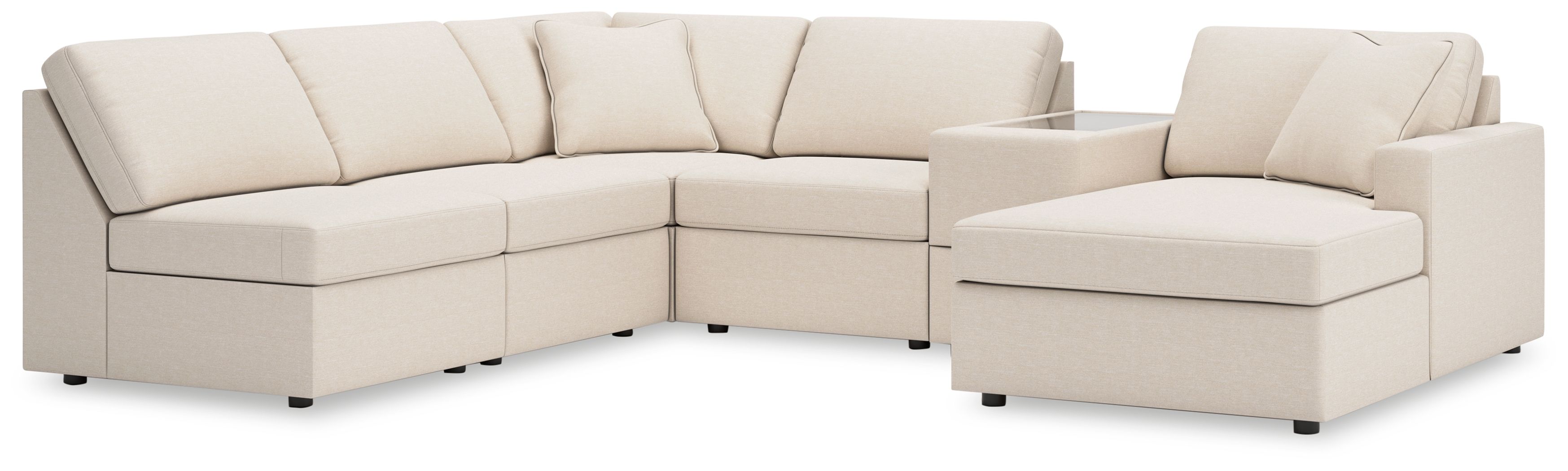 6 Pc · Sectional With Raf Corner Chaise And Storage Console