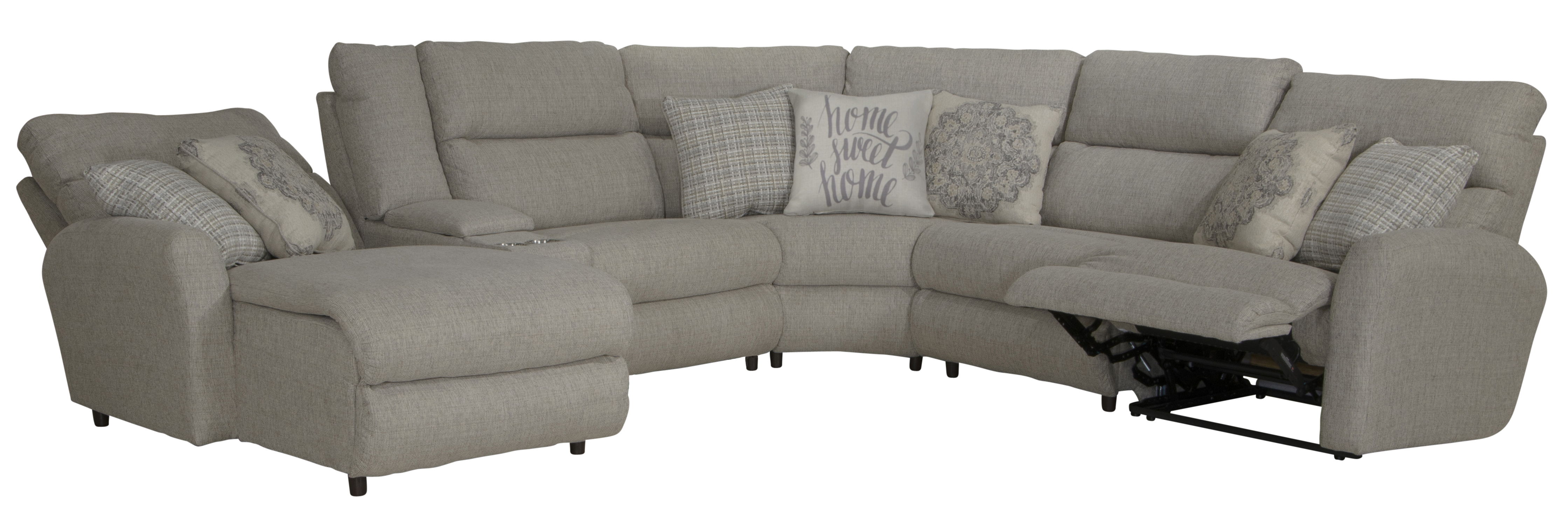 McPherson - 6 Piece Power Reclining Sectional With LSF Lay-Back Chaise And 1 Lay-Flat Reclining Seat - Beige