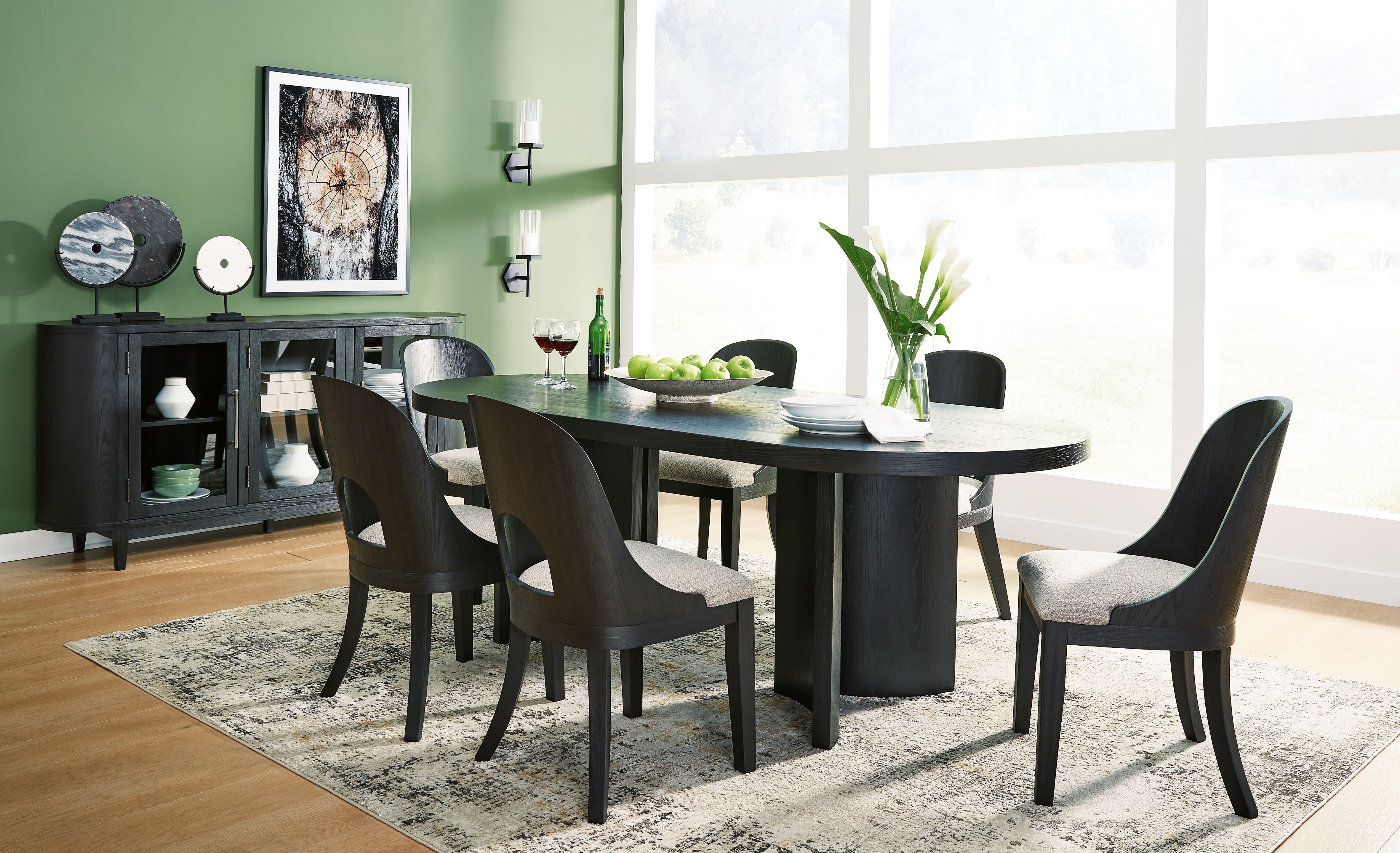8 Pc · Dining Table, 6 Side Chairs, Server