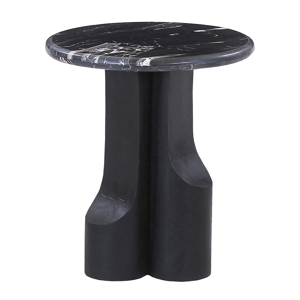 Kinton - End Table With Natural Marble Top - Black, black