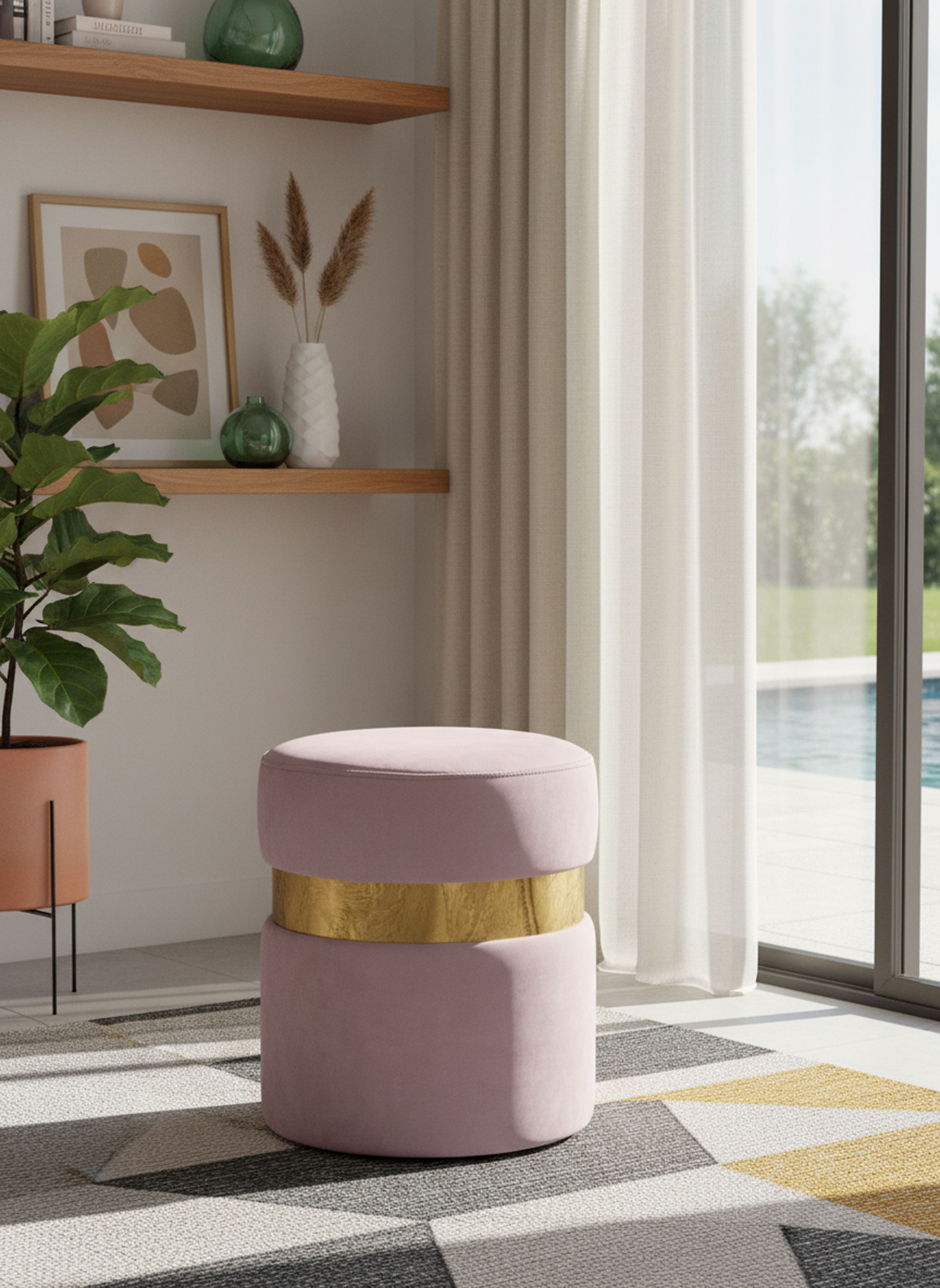 Hailey - Ottoman / Stool - Pink