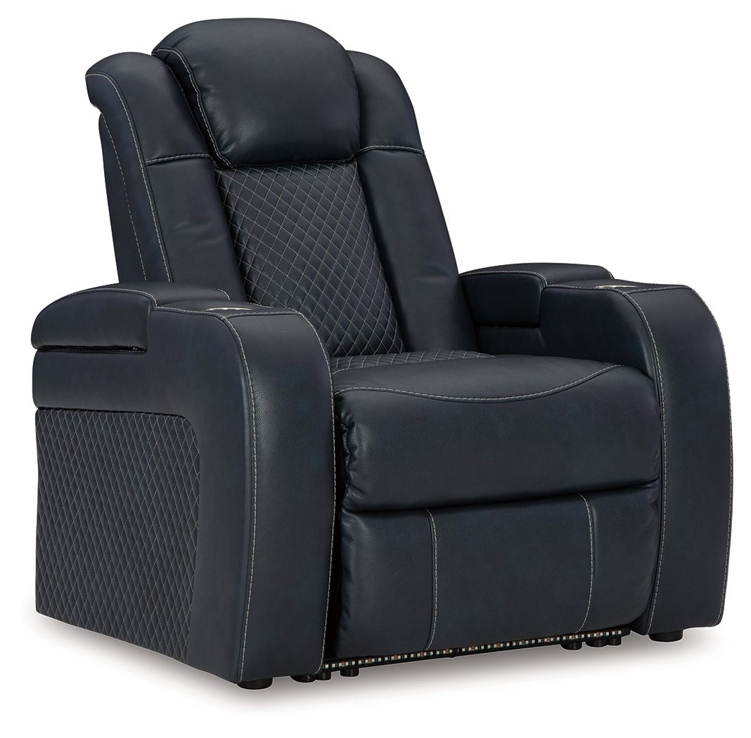 Ashley Furniture Fyne-Dyme - 3 Pc. - Power Reclining Sofa, Power Reclining Loveseat, Power Recliner - Sapphire - Image 12