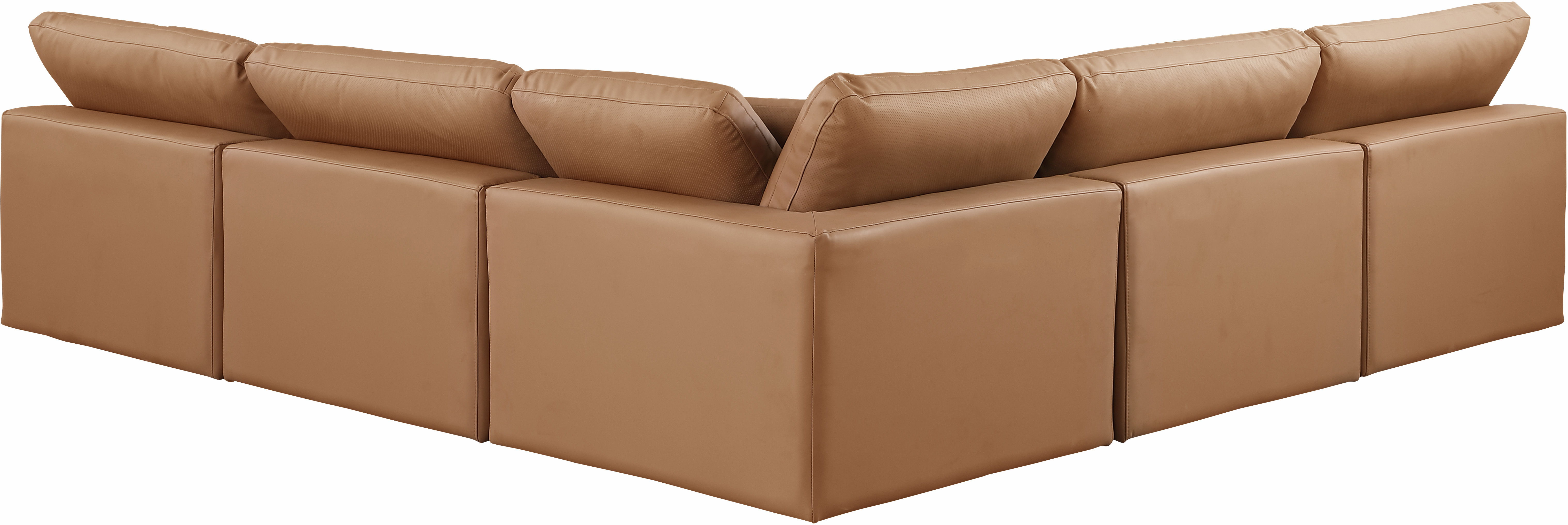 Comfy - 5 Piece Faux Leather Modular Corner Armless Sectional - Cognac
