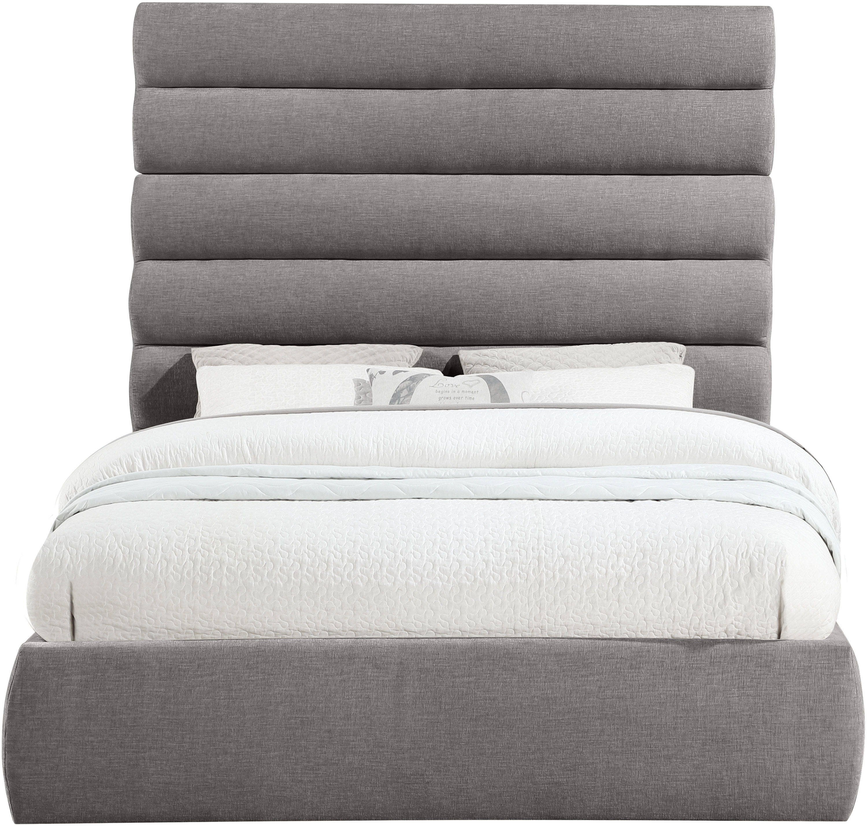 Adam - Chenille Fabric Queen Bed With 70.5" Headboard - Gray