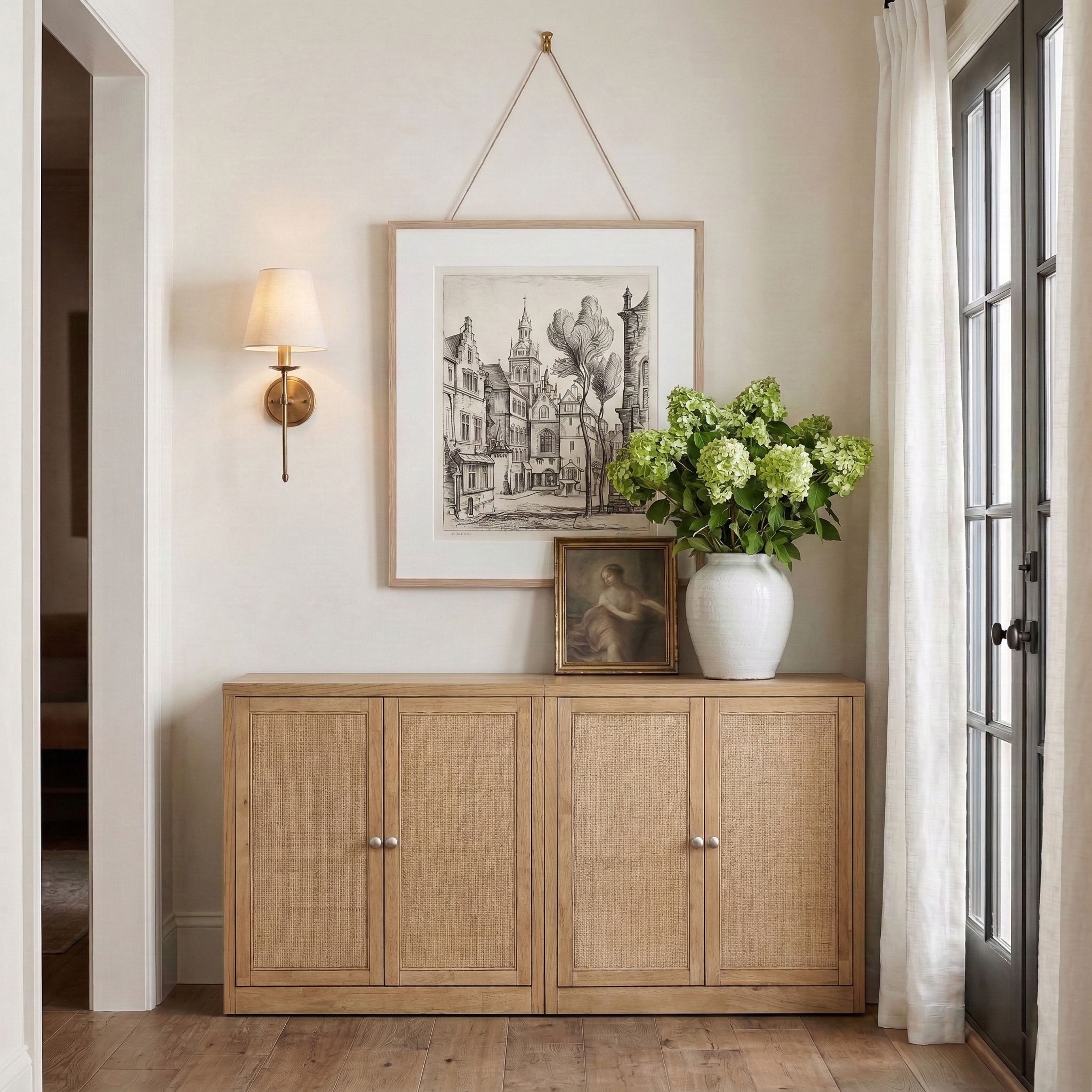 Vero - Solid Wood And Oak Veneer 2 Piece Sideboard/Buffet - Natural