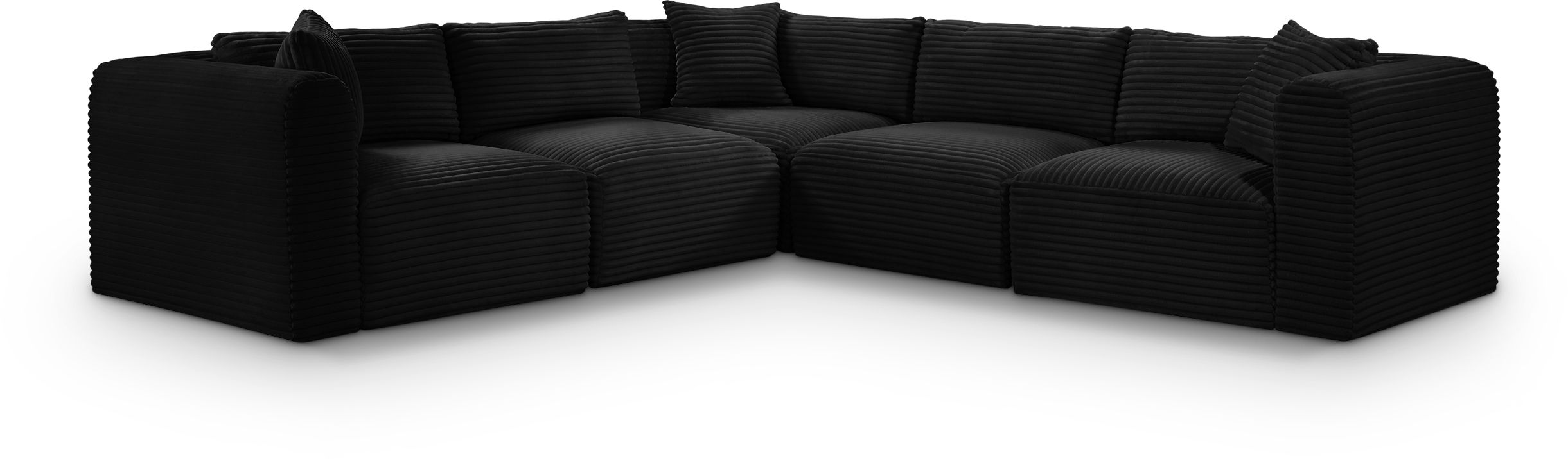 Shaggy - 5 Piece Modular Corner Sectional - Black